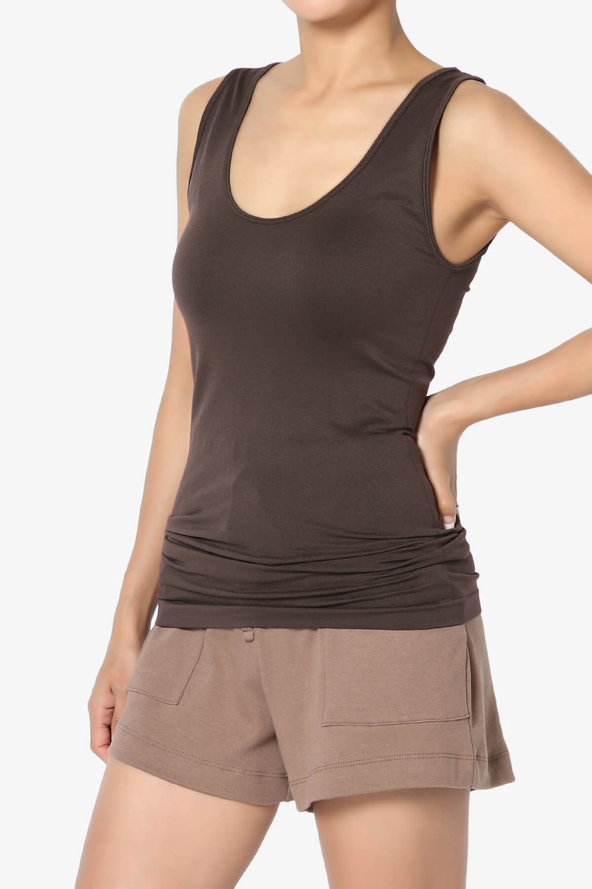 Nisha Scoop Neck Seamless Tank Top BROWN_3