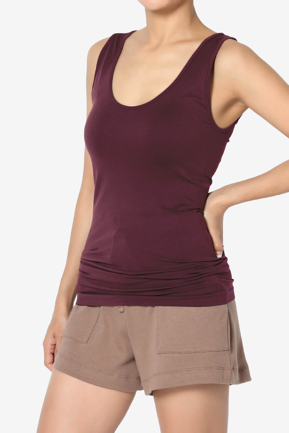 Nisha Scoop Neck Seamless Tank Top DARK BURGUNDY_3