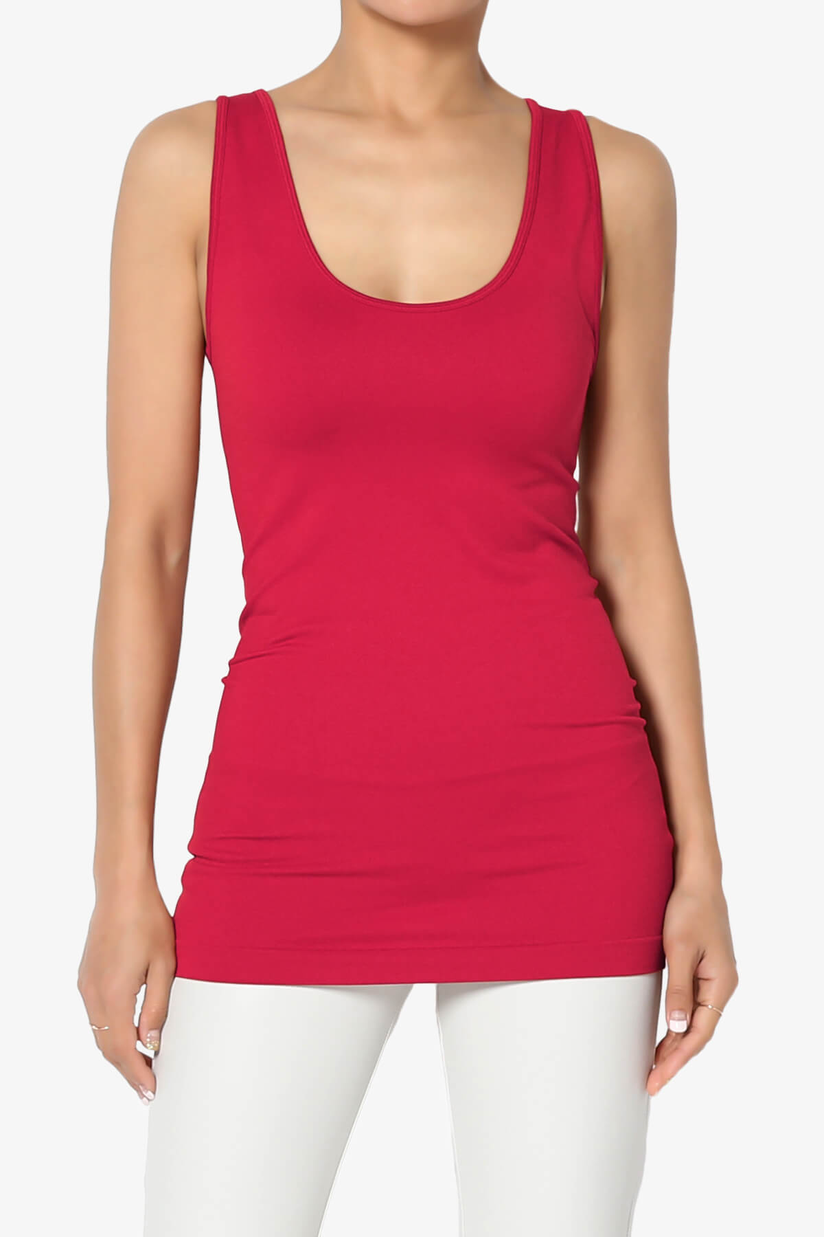Nisha Scoop Neck Seamless Tank Top DARK RED_1