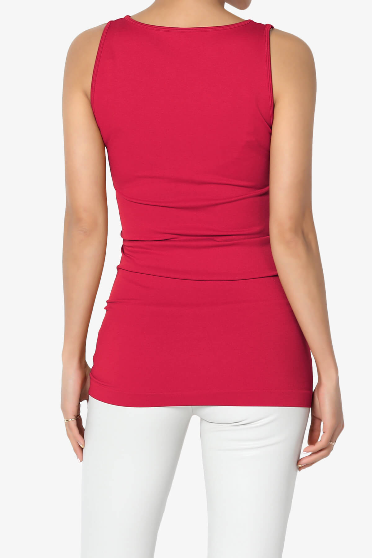 Nisha Scoop Neck Seamless Tank Top DARK RED_2