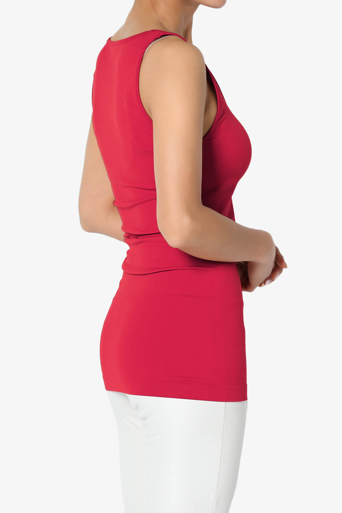 Nisha Scoop Neck Seamless Tank Top DARK RED_4