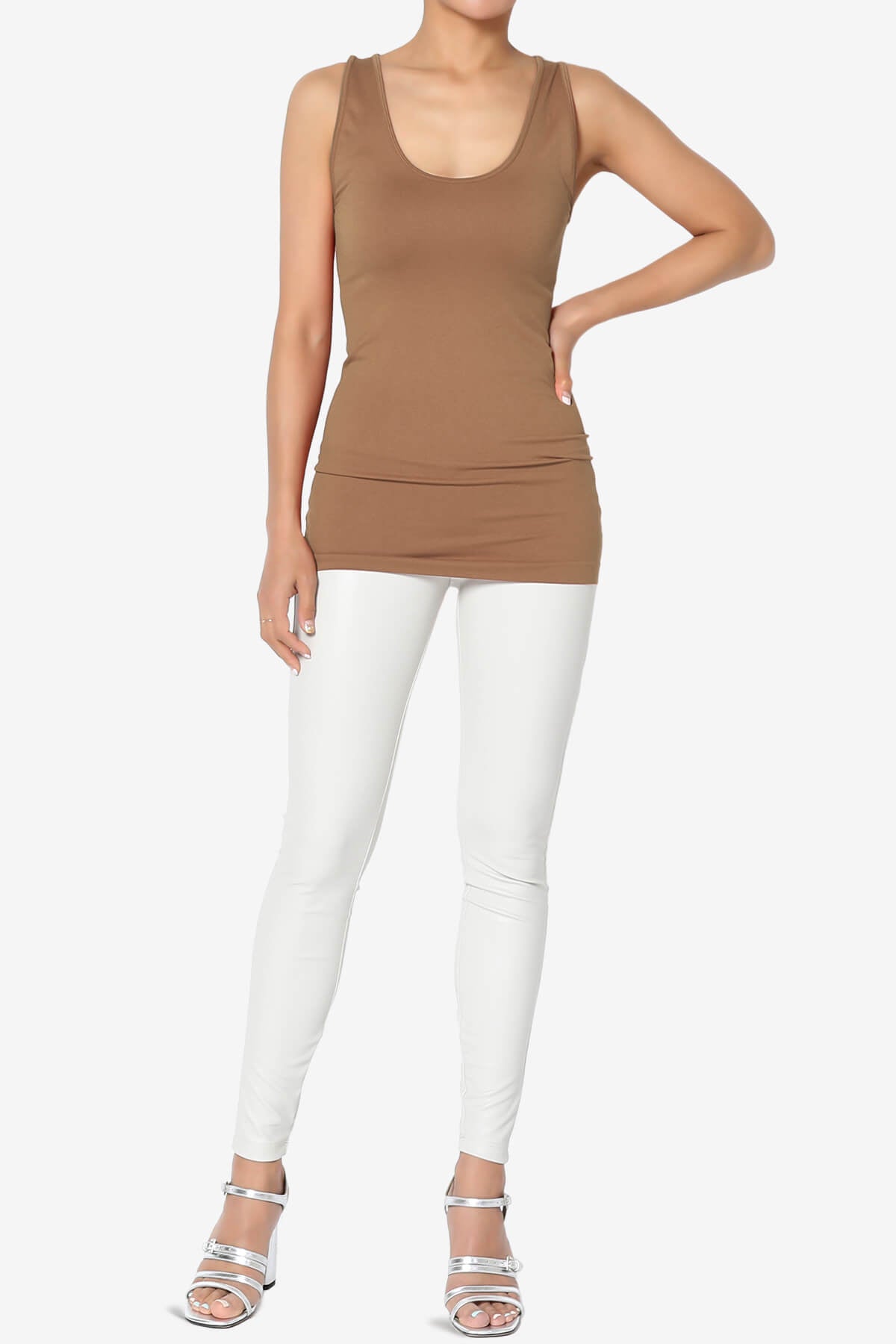 Nisha Scoop Neck Seamless Tank Top DEEP CAMEL_6
