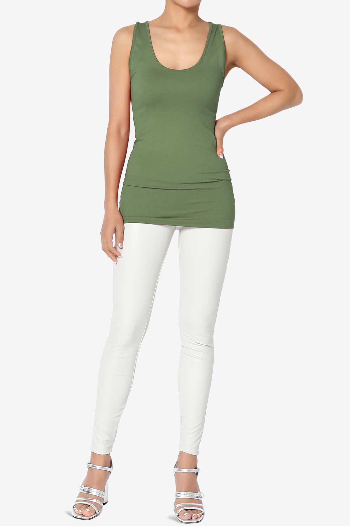 Nisha Scoop Neck Seamless Tank Top DUSTY OLIVE_6