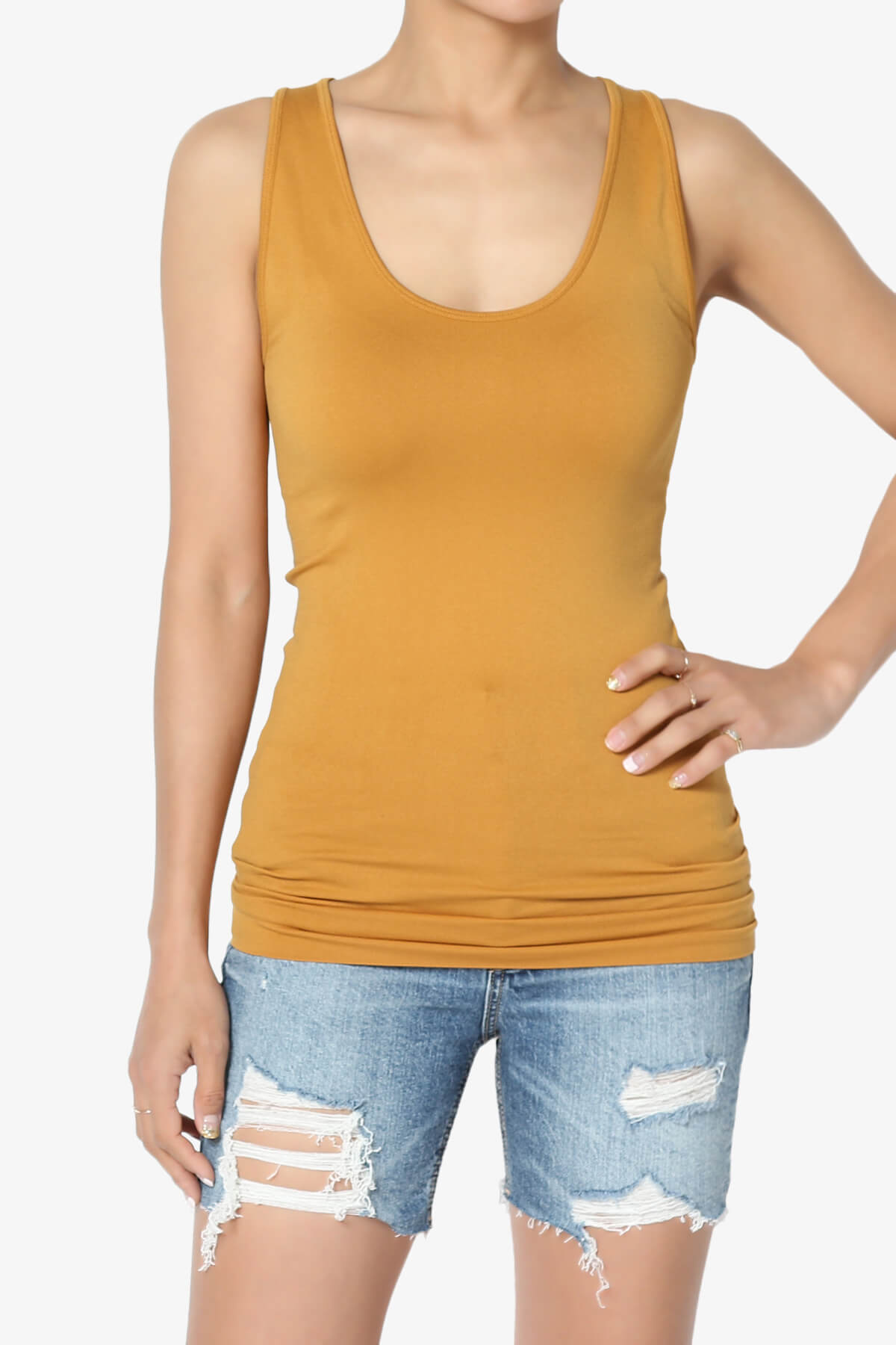 Nisha Scoop Neck Seamless Tank Top GOLDEN MUSTARD_1