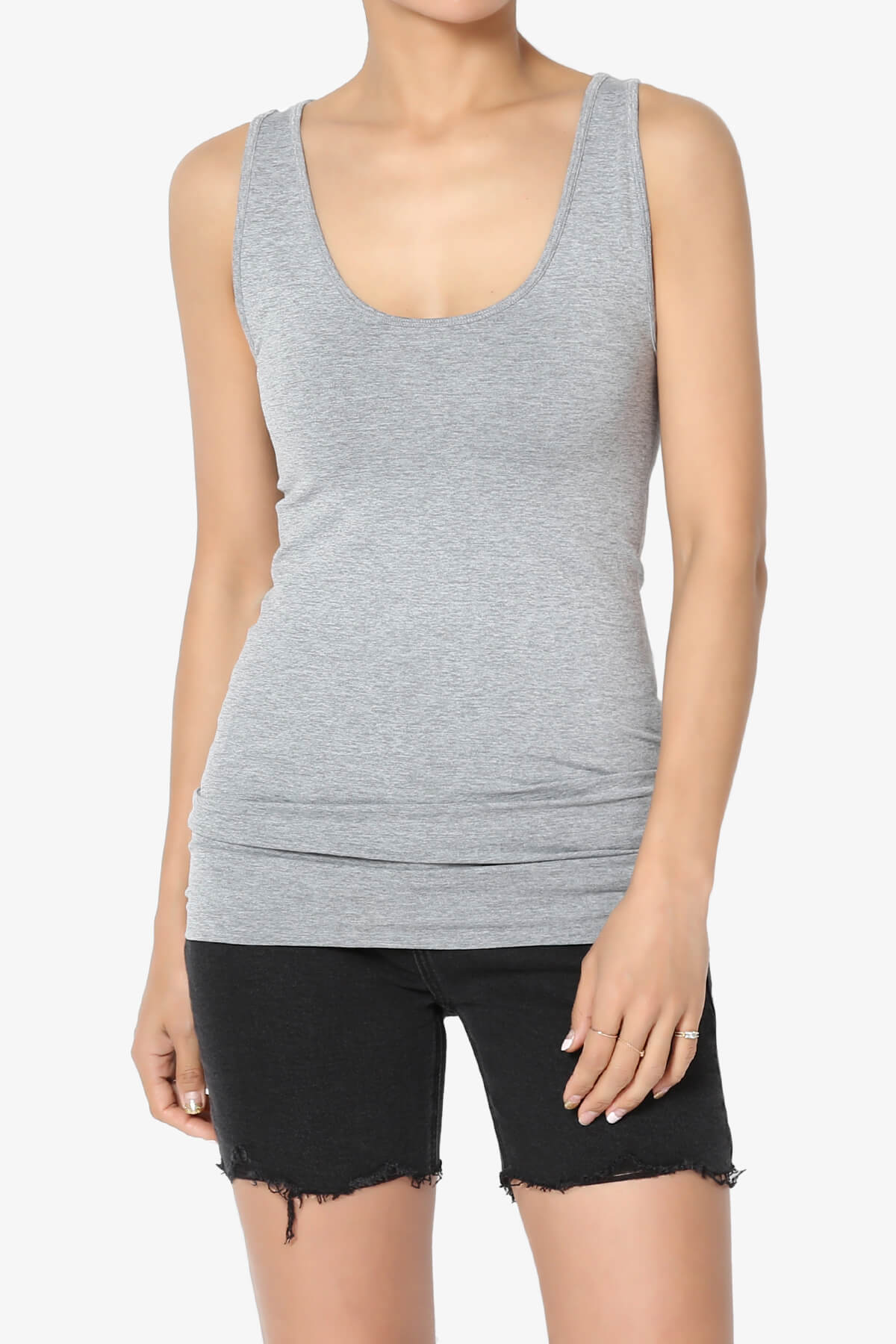 Nisha Scoop Neck Seamless Tank Top HEATHER GREY_1