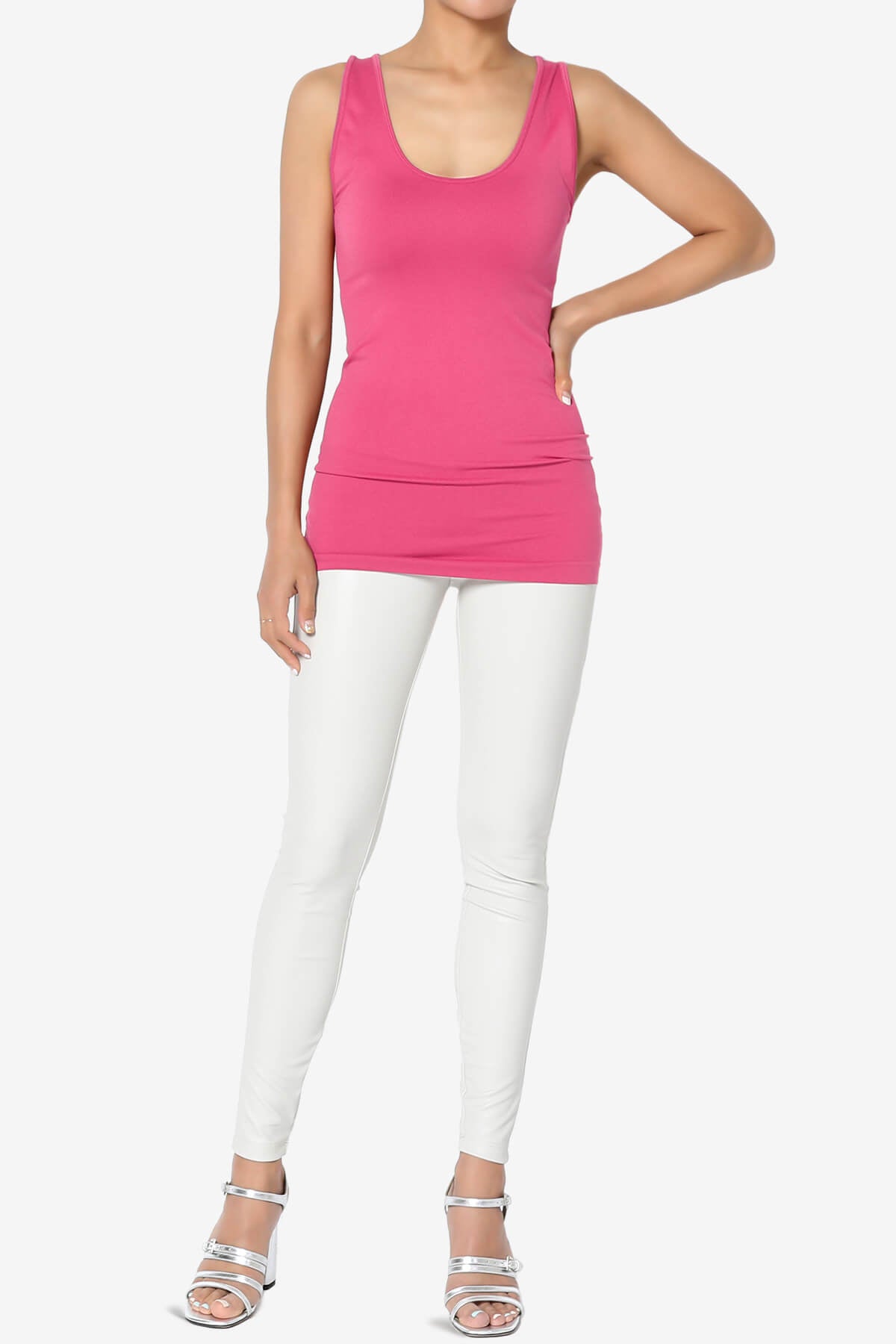 Nisha Scoop Neck Seamless Tank Top HOT PINK_6