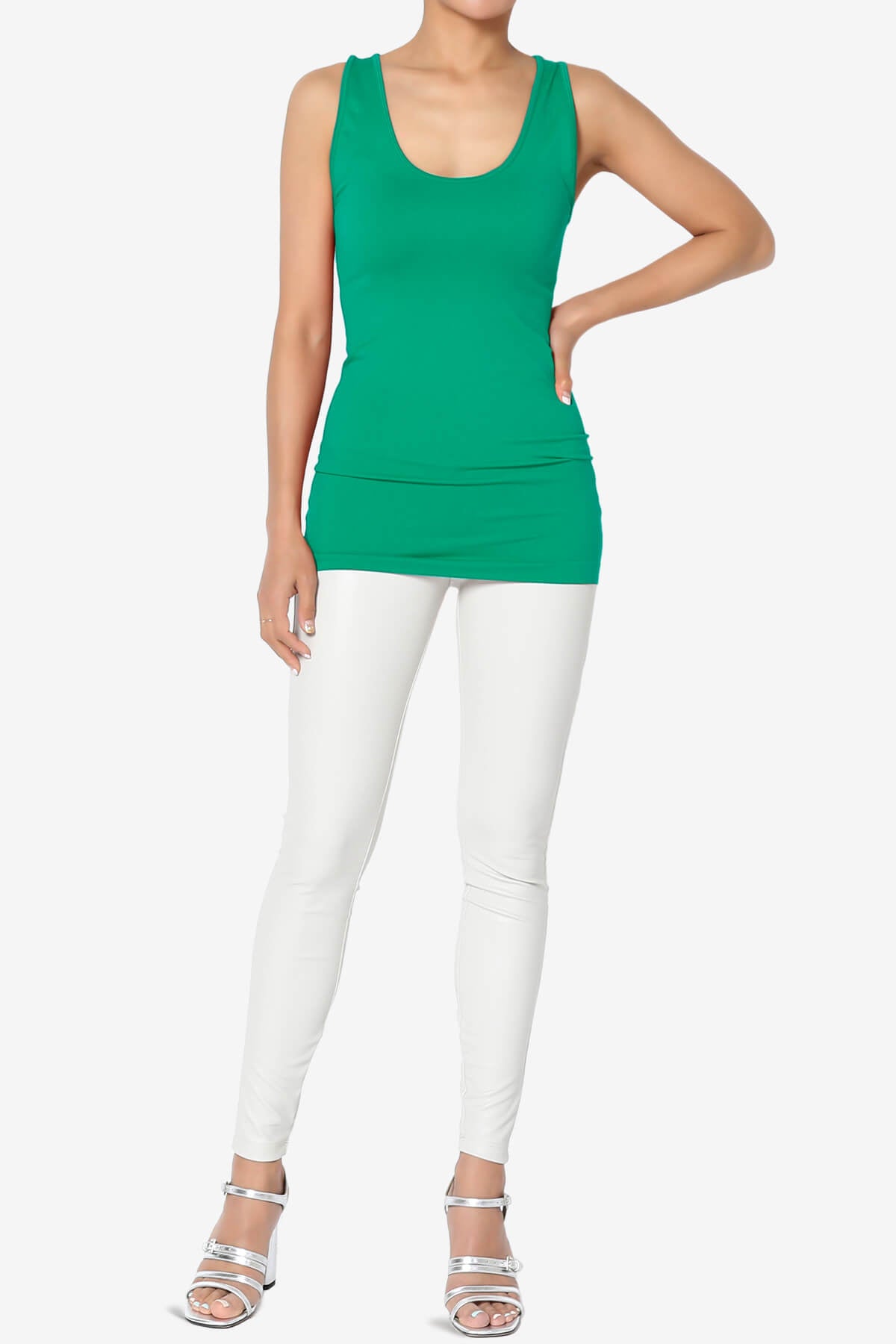 Nisha Scoop Neck Seamless Tank Top KELLY GREEN_6