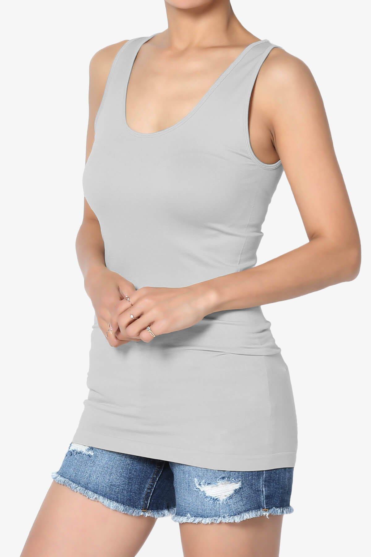Nisha Scoop Neck Seamless Tank Top LIGHT GREY_3