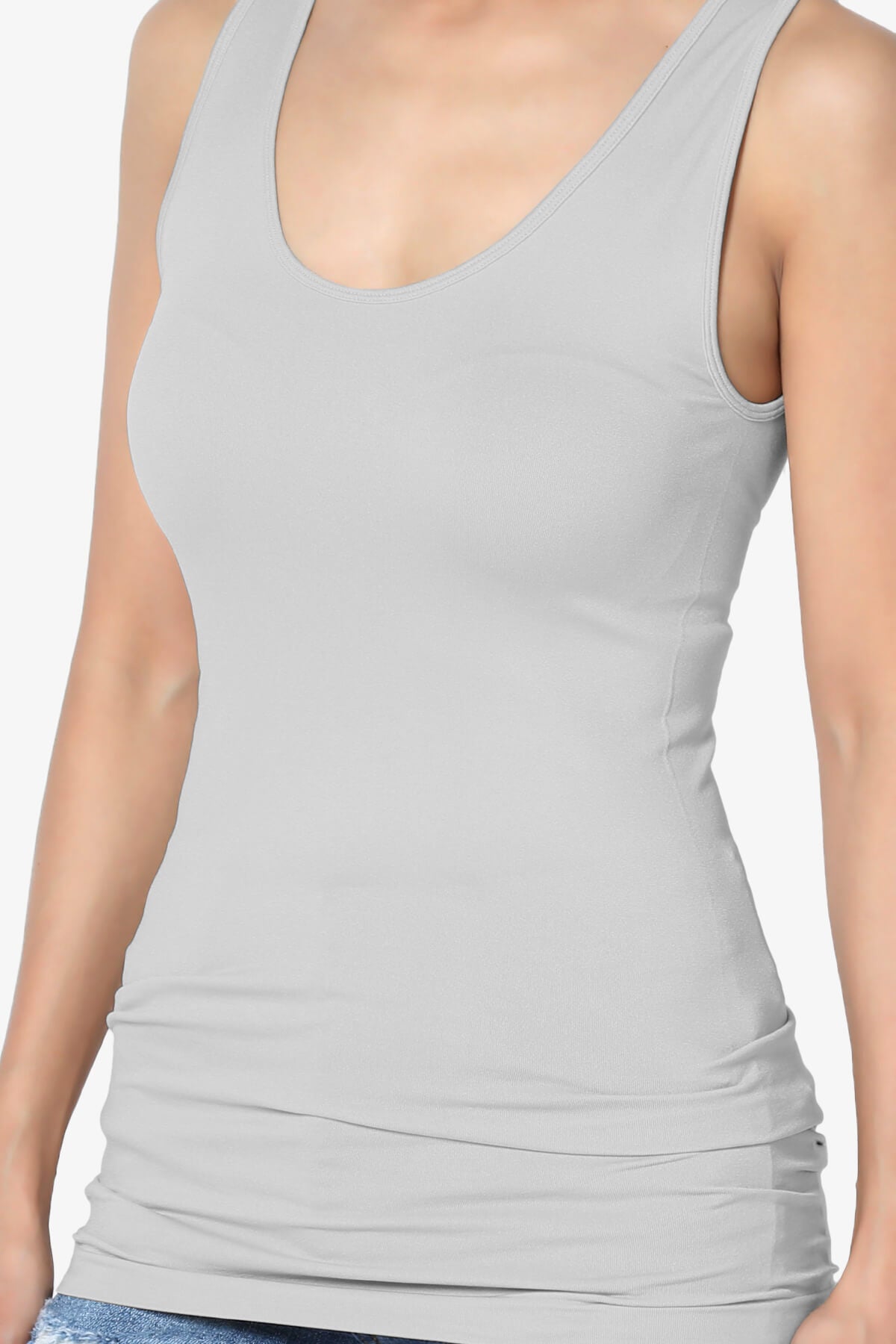 Nisha Scoop Neck Seamless Tank Top LIGHT GREY_5