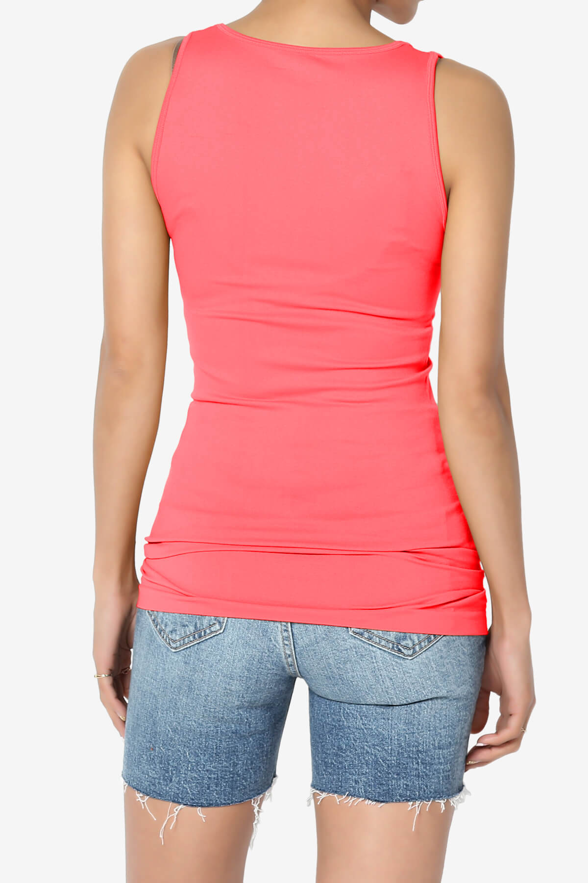 Nisha Scoop Neck Seamless Tank Top NEON CORAL PINK_2