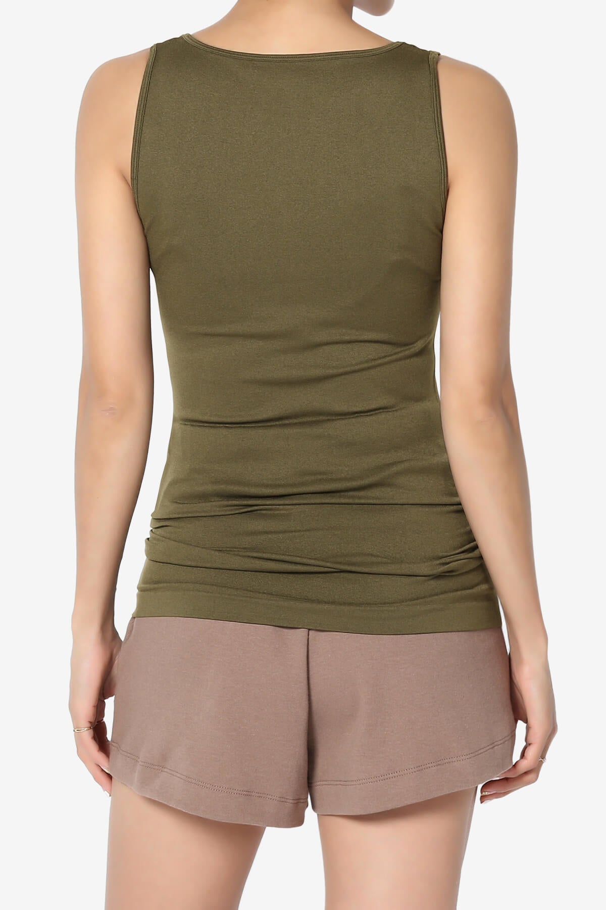 Nisha Scoop Neck Seamless Tank Top OLIVE KHAKI_2