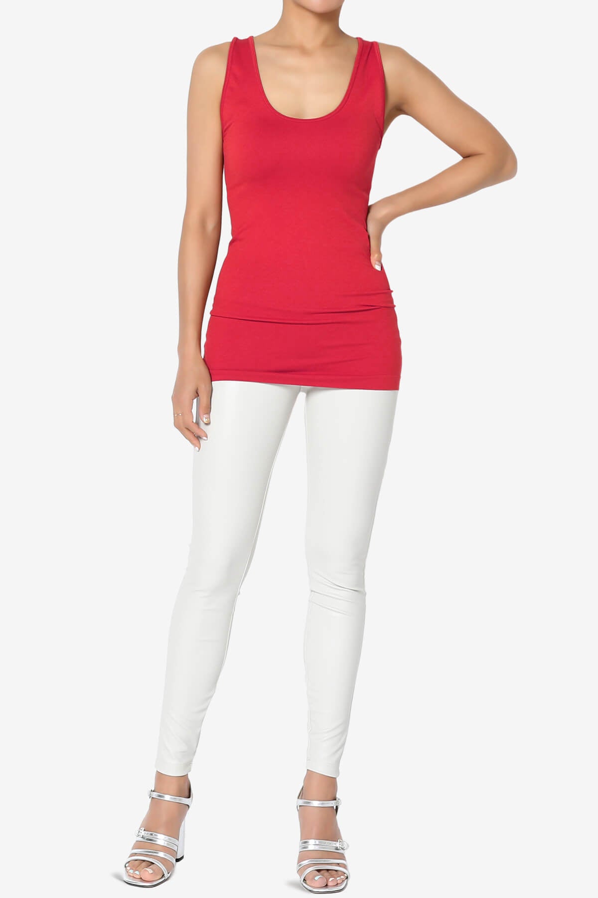 Nisha Scoop Neck Seamless Tank Top RED_6