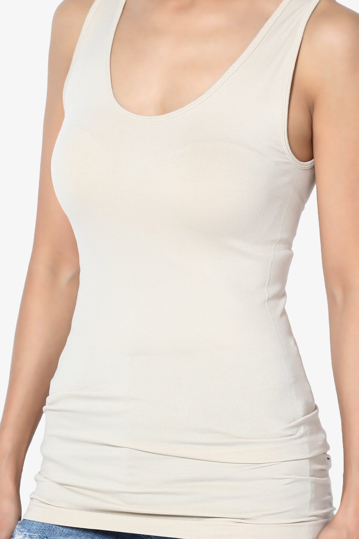 Nisha Scoop Neck Seamless Tank Top SAND BEIGE_5