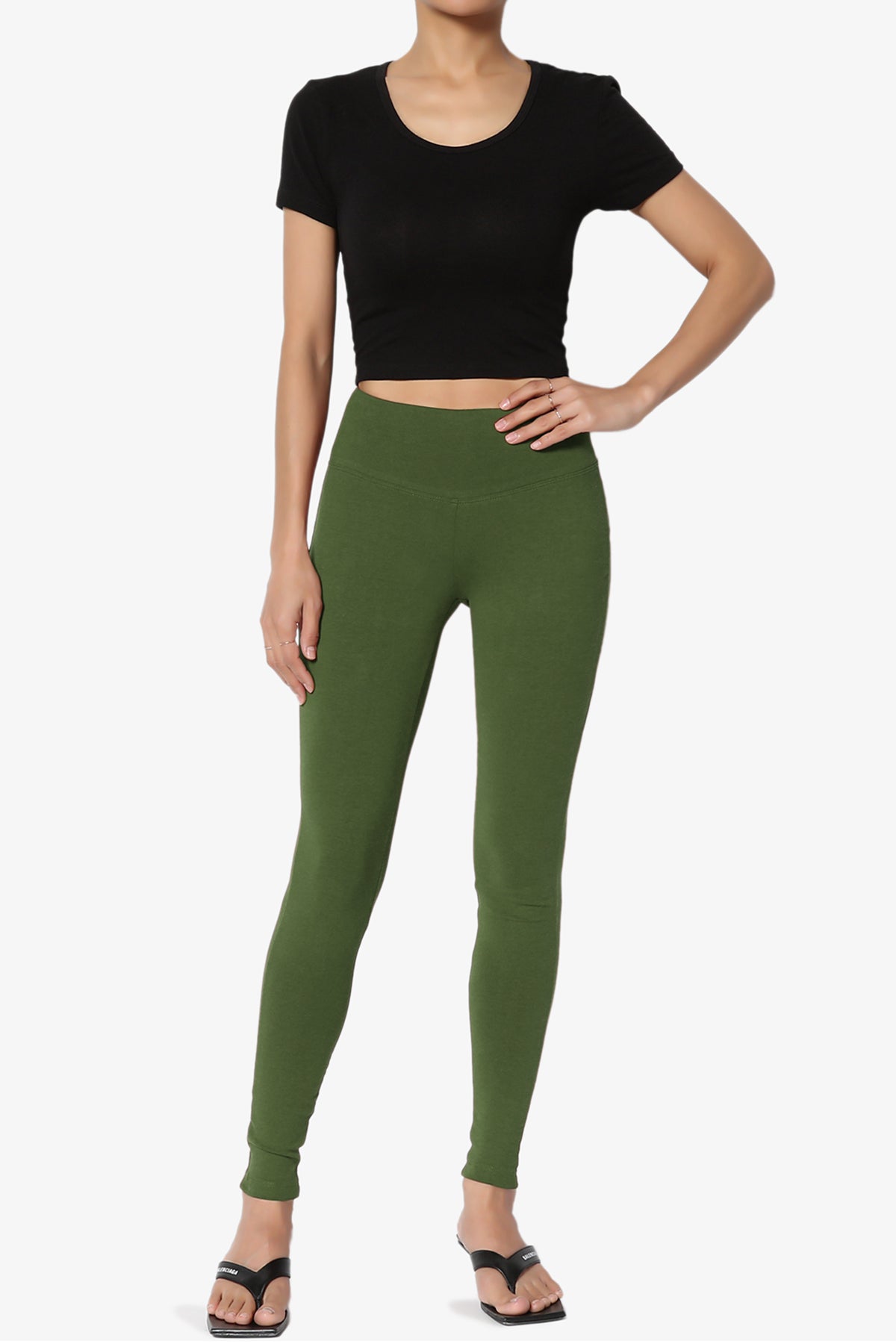 Ansley Cotton Wide Waistband Ankle Leggings