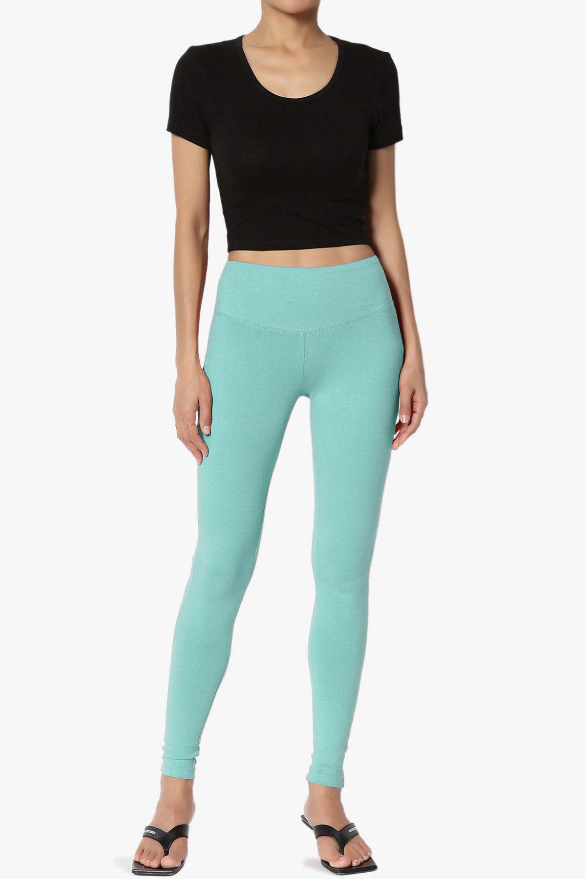Ansley Cotton Wide Waistband Ankle Leggings PLUS