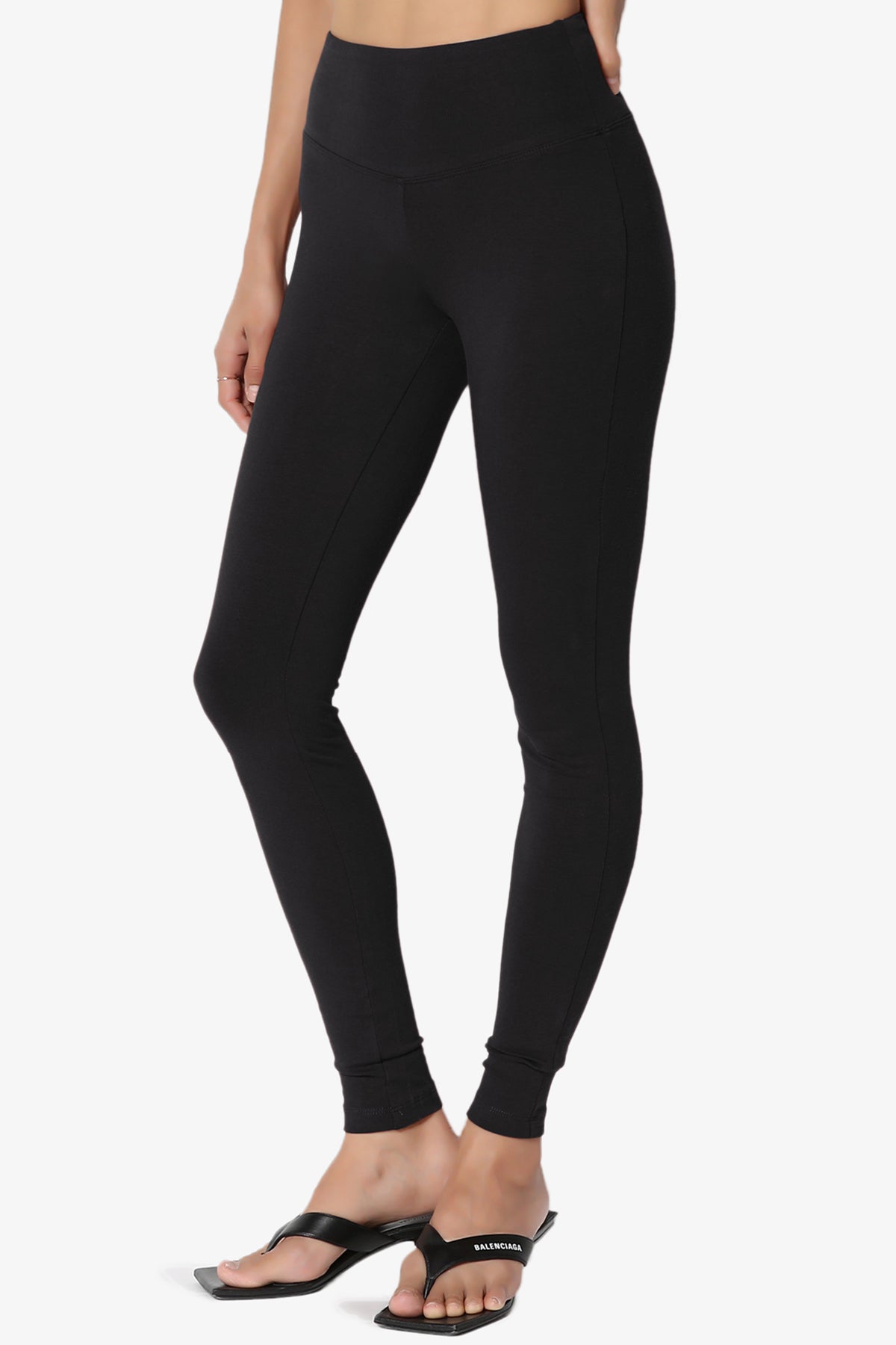 Ansley Cotton Wide Waistband Ankle Leggings PLUS