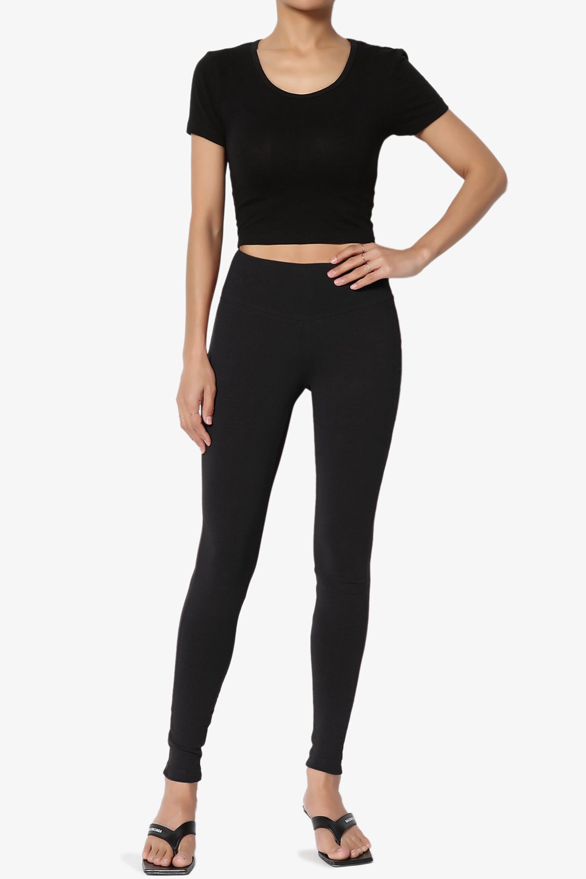 Ansley Cotton Wide Waistband Ankle Leggings