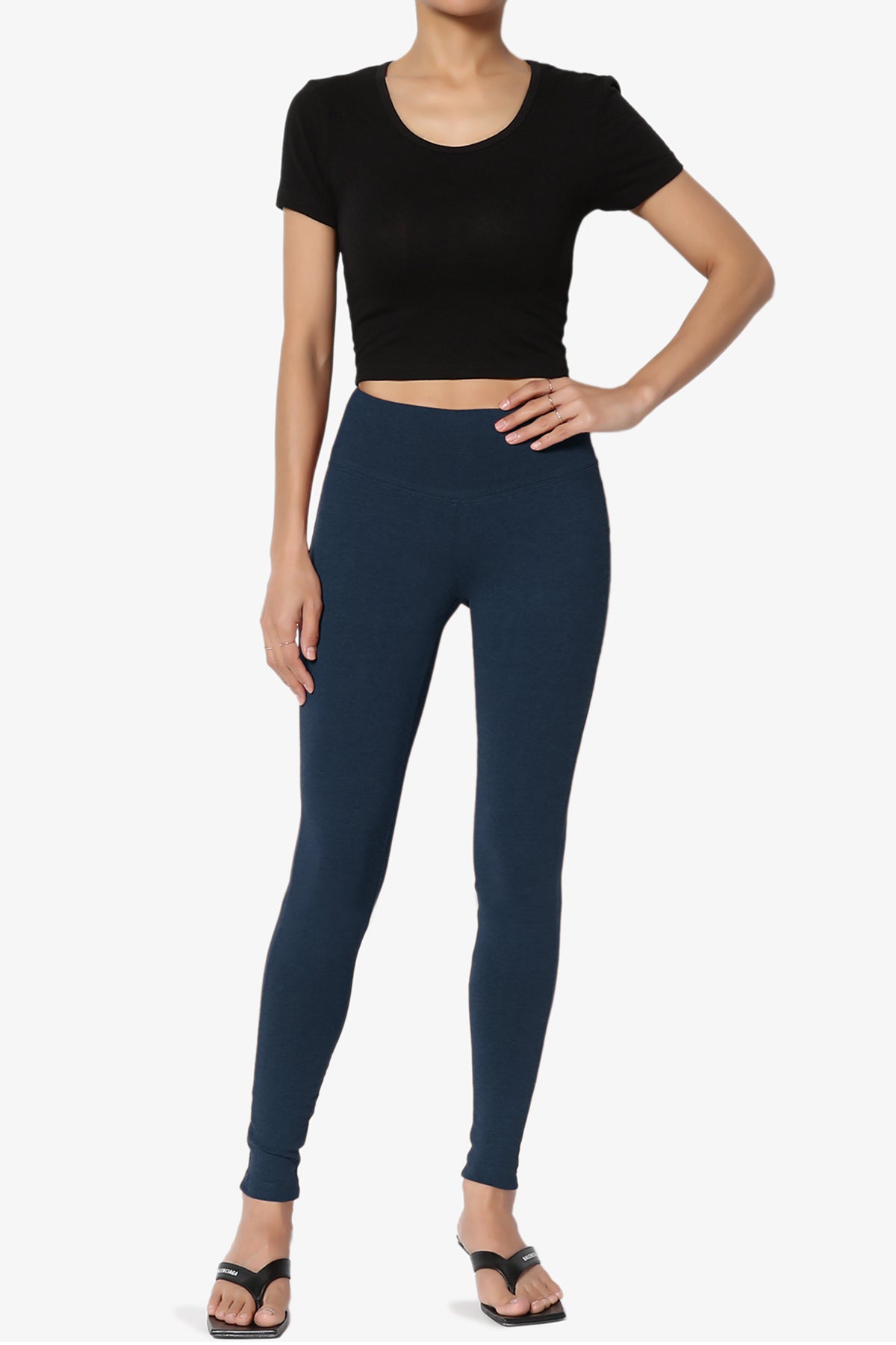 Ansley Cotton Wide Waistband Ankle Leggings PLUS