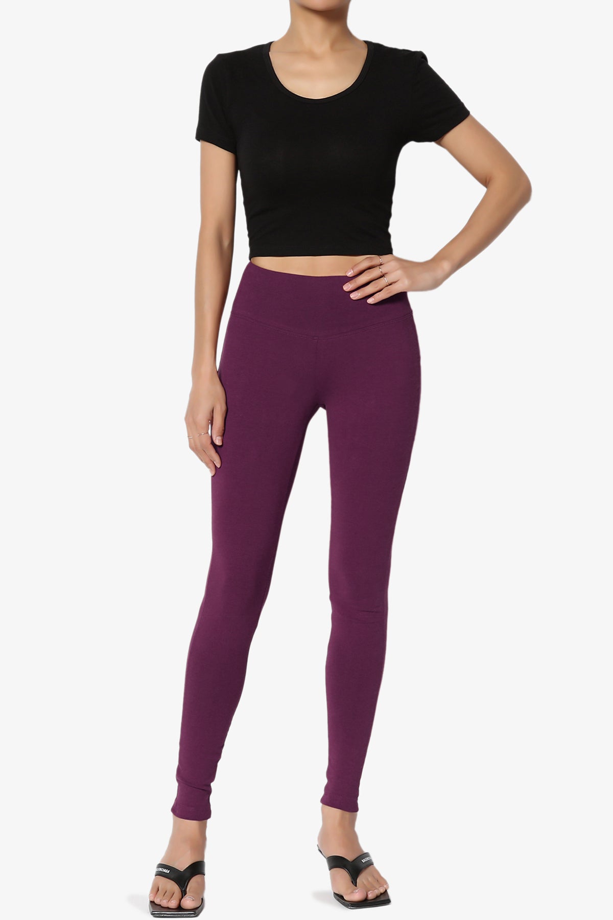 Ansley Cotton Wide Waistband Ankle Leggings PLUS