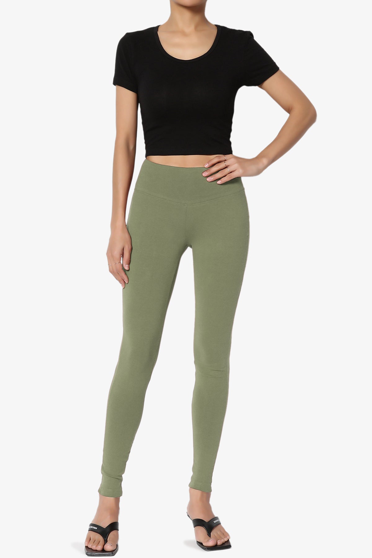 Ansley Cotton Wide Waistband Ankle Leggings