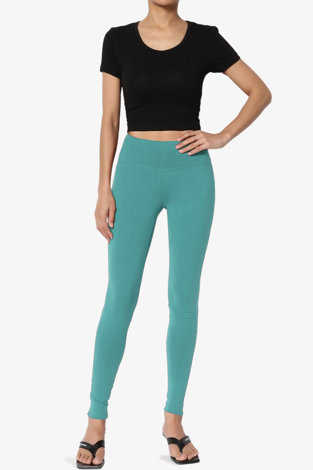 Ansley Cotton Wide Waistband Ankle Leggings PLUS