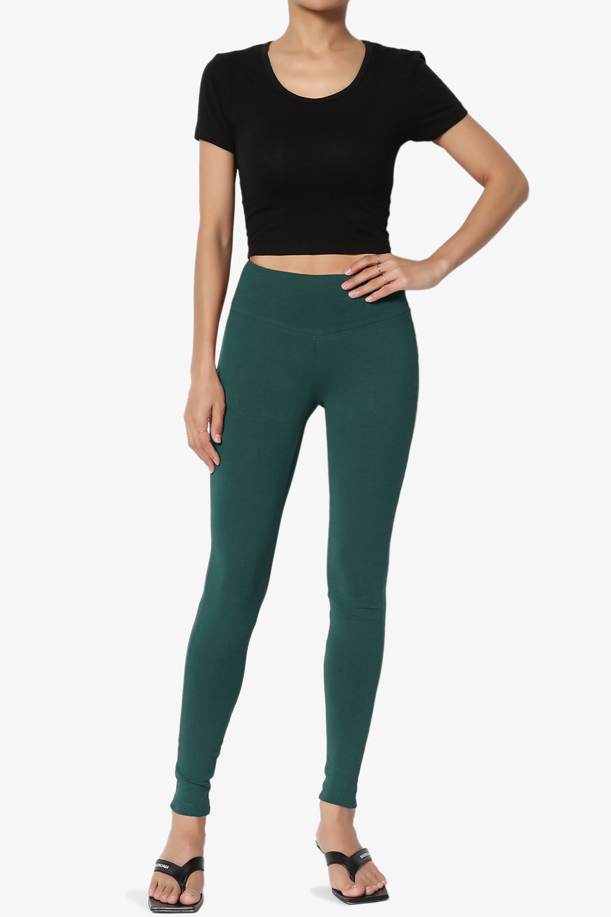 Ansley Cotton Wide Waistband Ankle Leggings PLUS