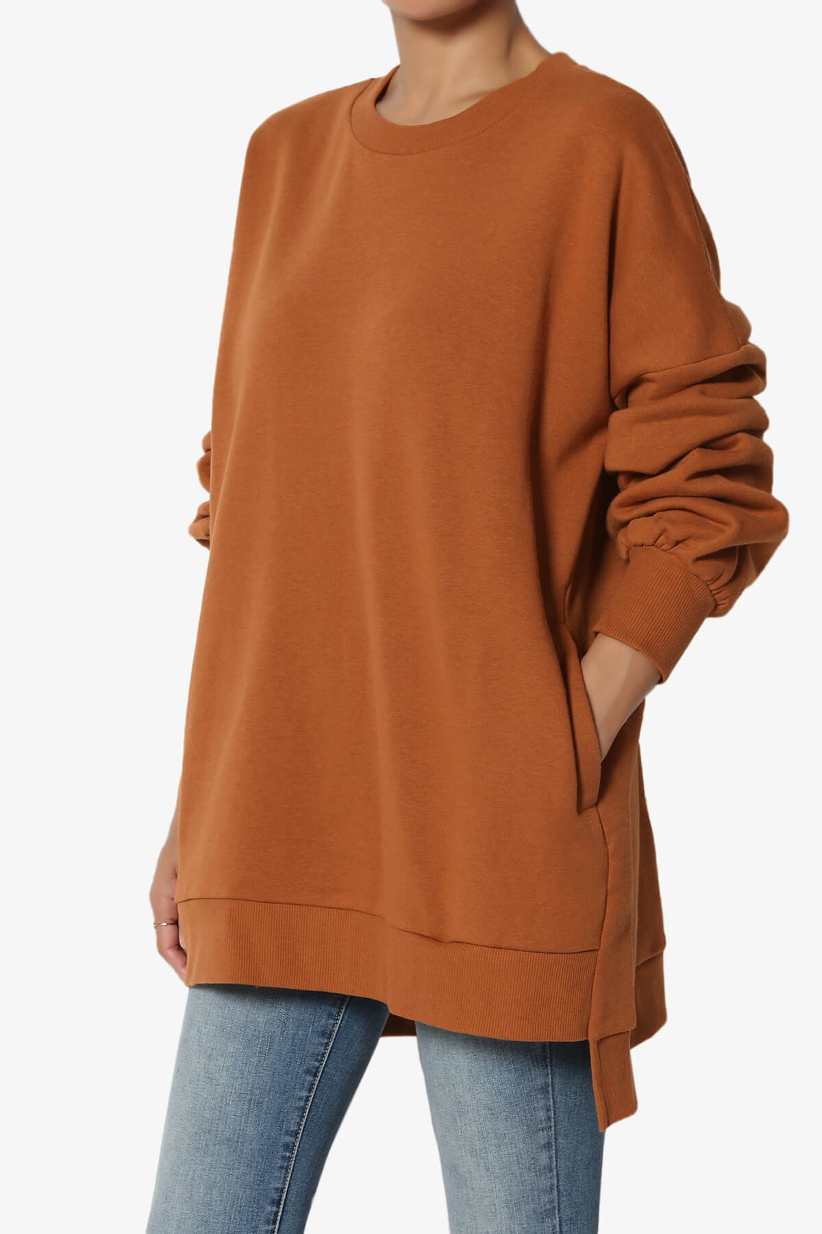 Revel Hi-Low Boyfriend Sweatshirts ALMOND_3