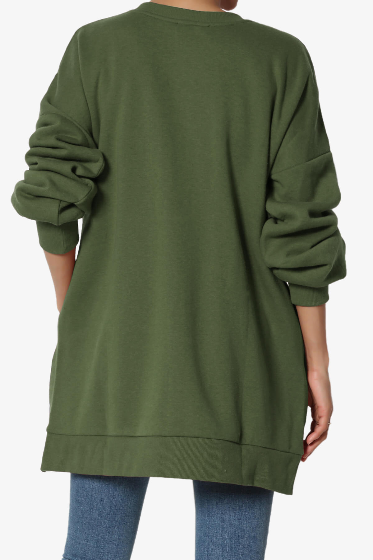 Revel Hi-Low Boyfriend Sweatshirts ARMY GREEN_2