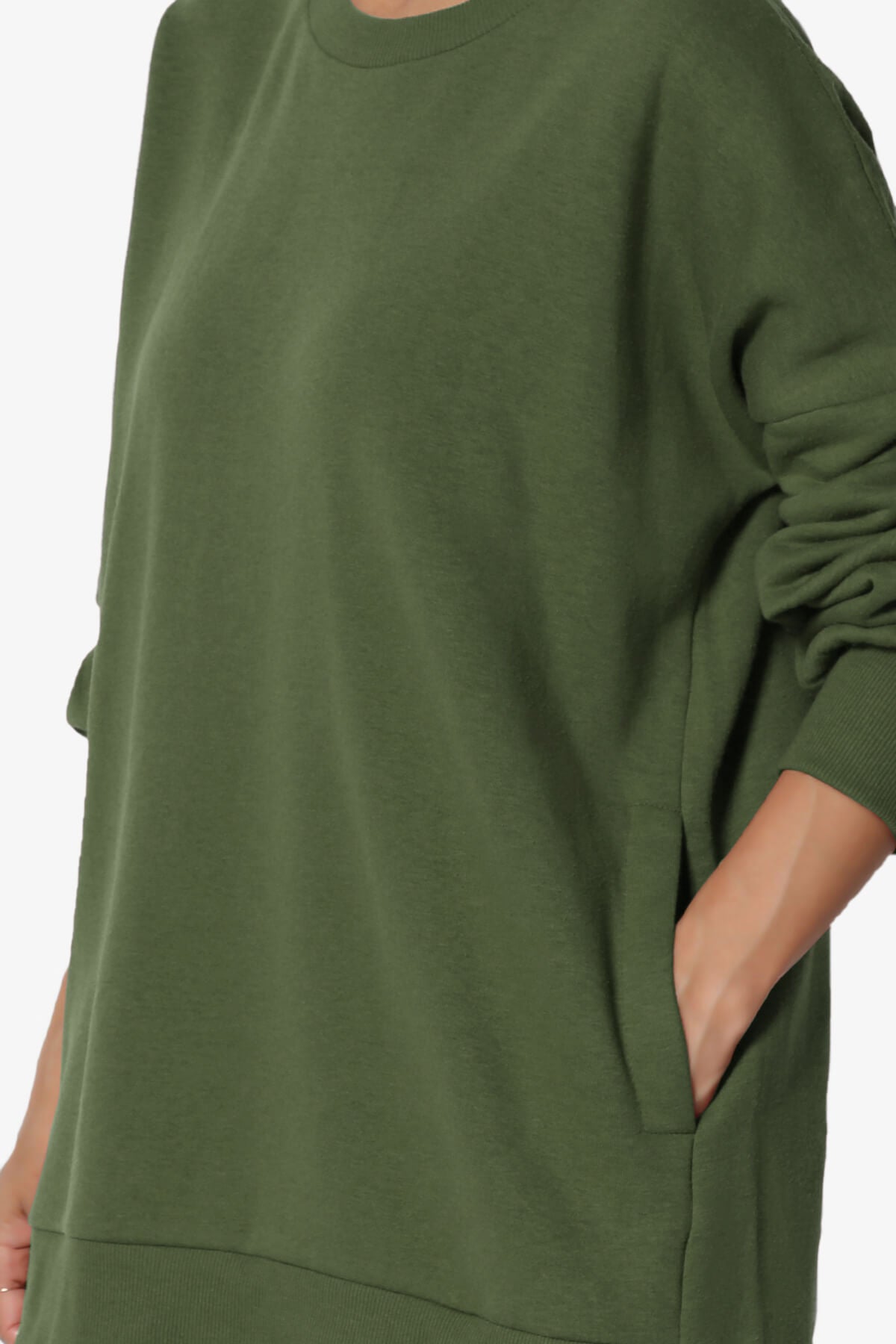 Revel Hi-Low Boyfriend Sweatshirts ARMY GREEN_5