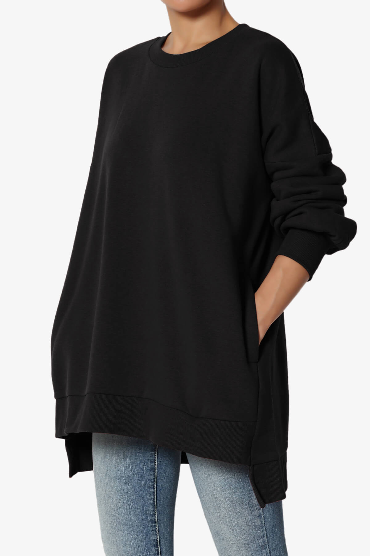 Revel Hi-Low Boyfriend Sweatshirts BLACK_3