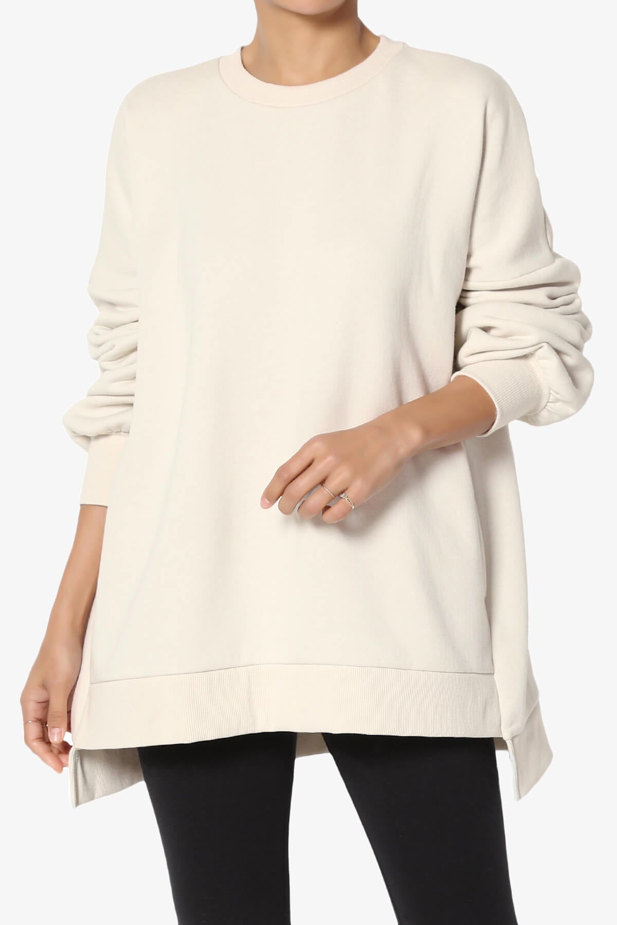 Revel Hi-Low Boyfriend Sweatshirts CREAM_1