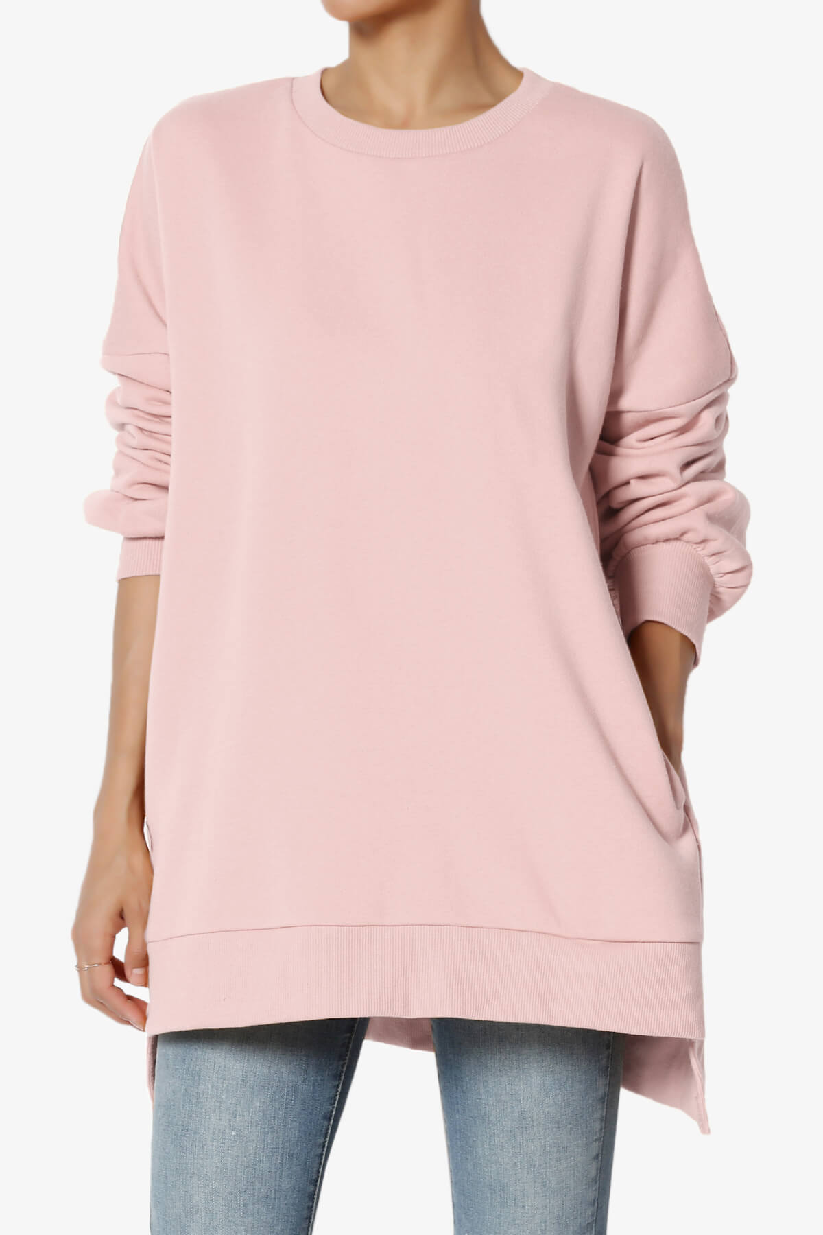 Revel Hi-Low Boyfriend Sweatshirts CREAM MAUVE_1