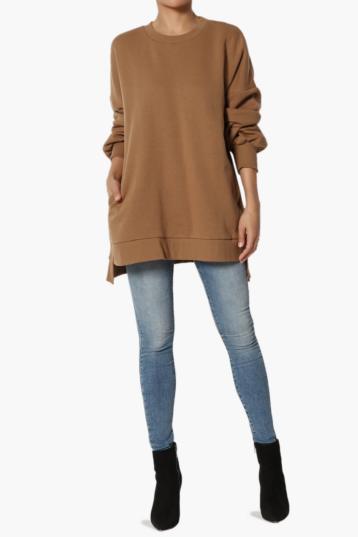 Revel Hi-Low Boyfriend Sweatshirts DARK CAMEL_6