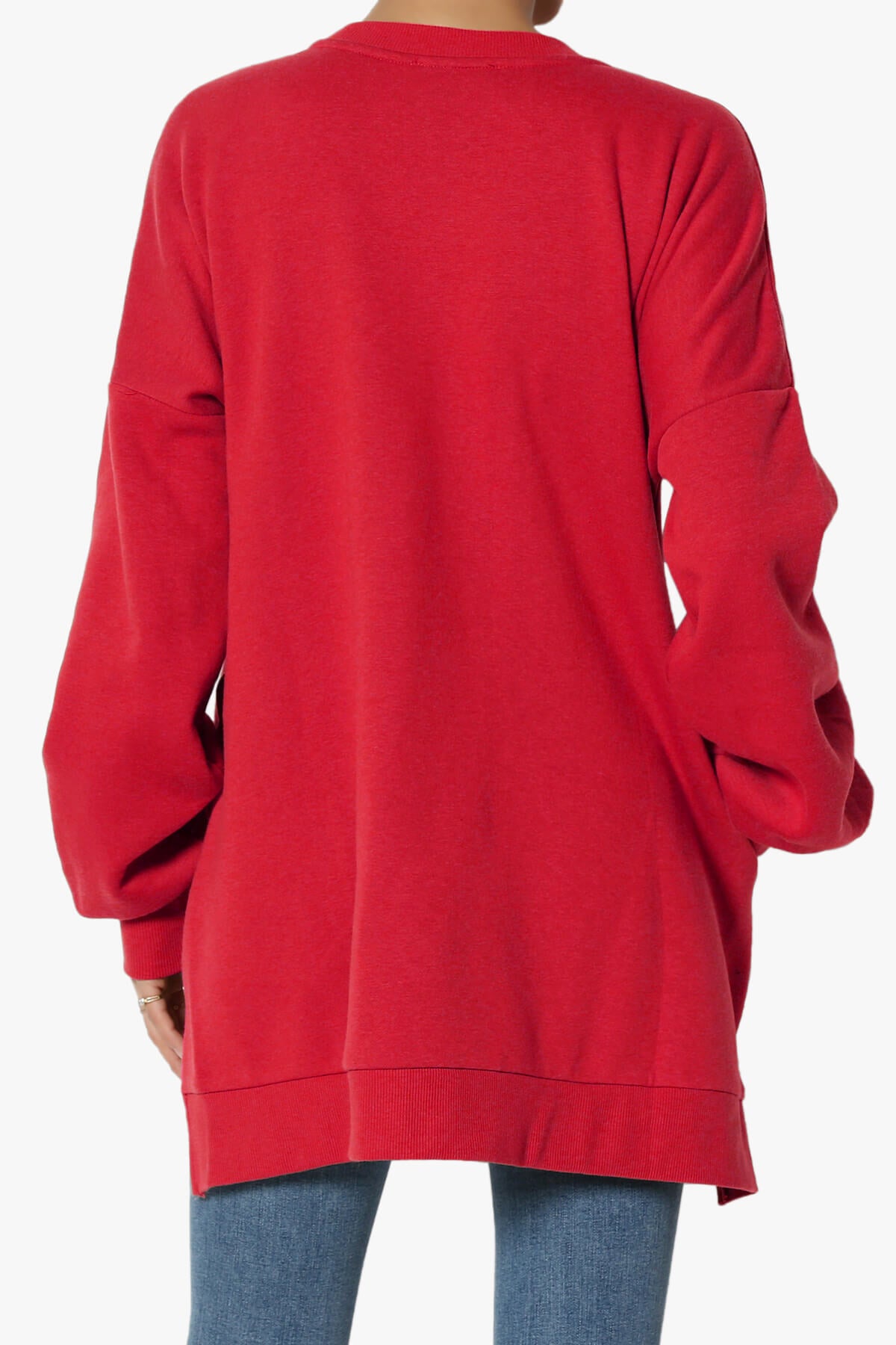 Revel Hi-Low Boyfriend Sweatshirts DARK RED_2