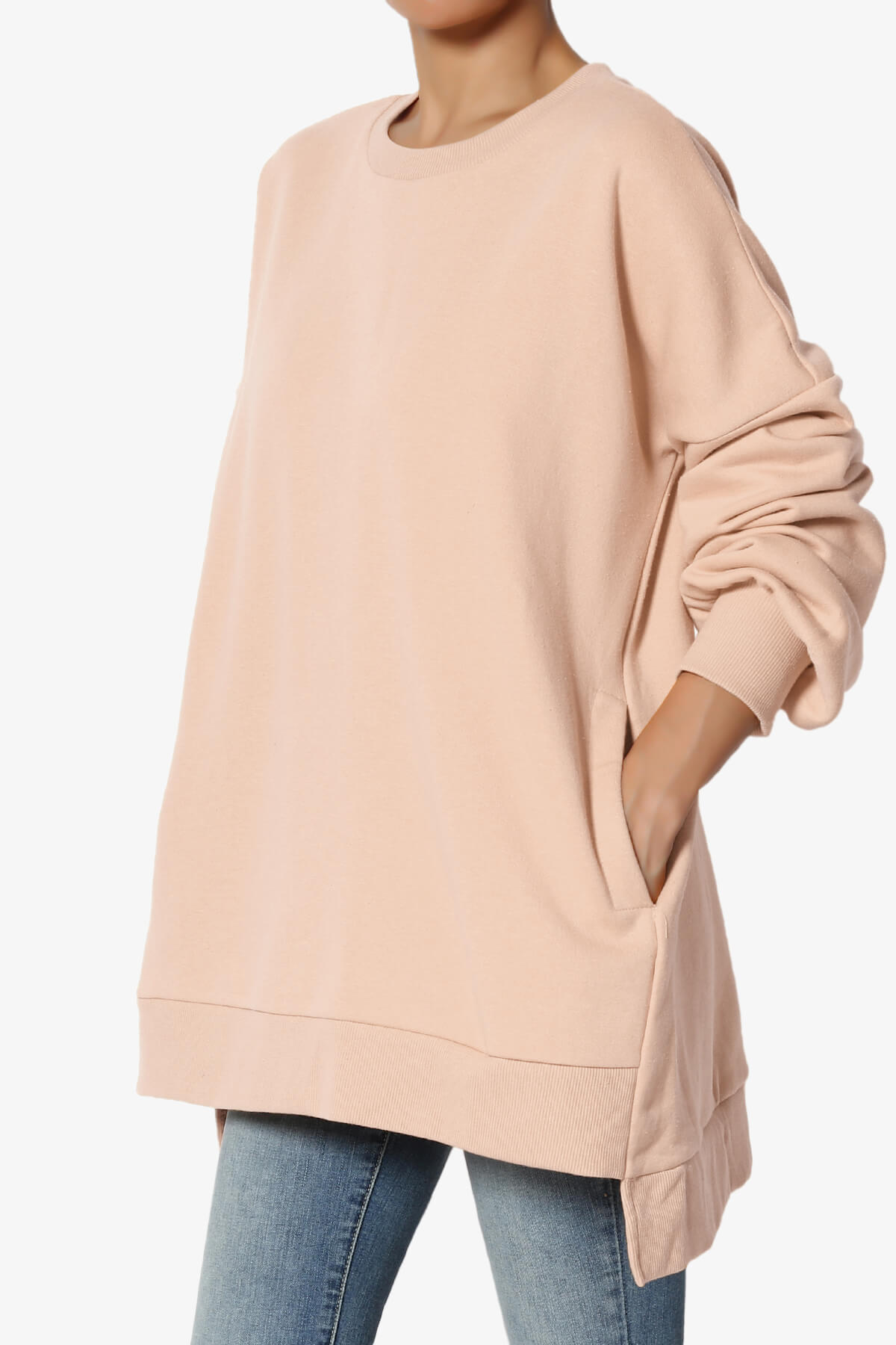 Revel Hi-Low Boyfriend Sweatshirts DUSTY BLUSH_3