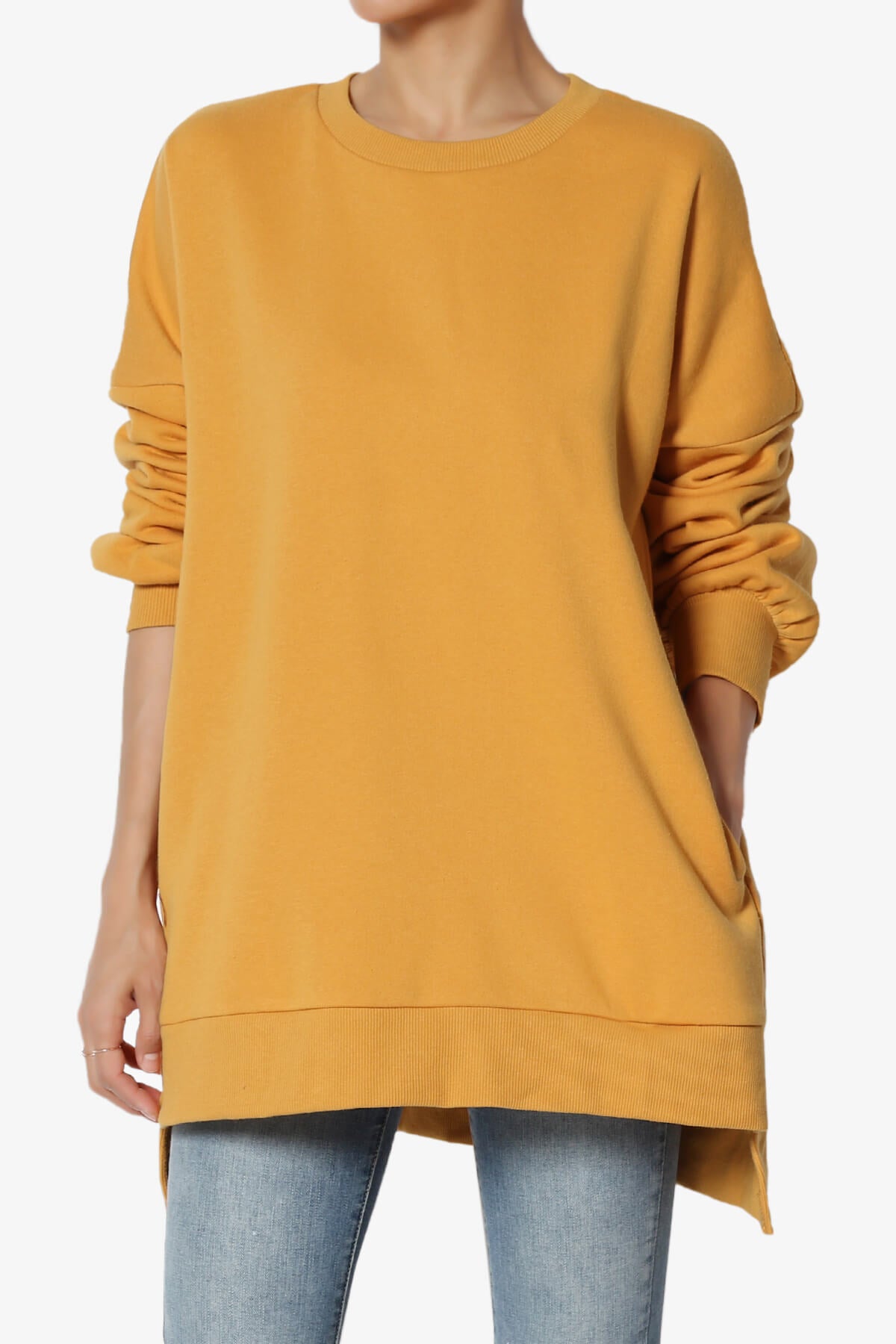 Revel Hi-Low Boyfriend Sweatshirts GOLDEN MUSTARD_1
