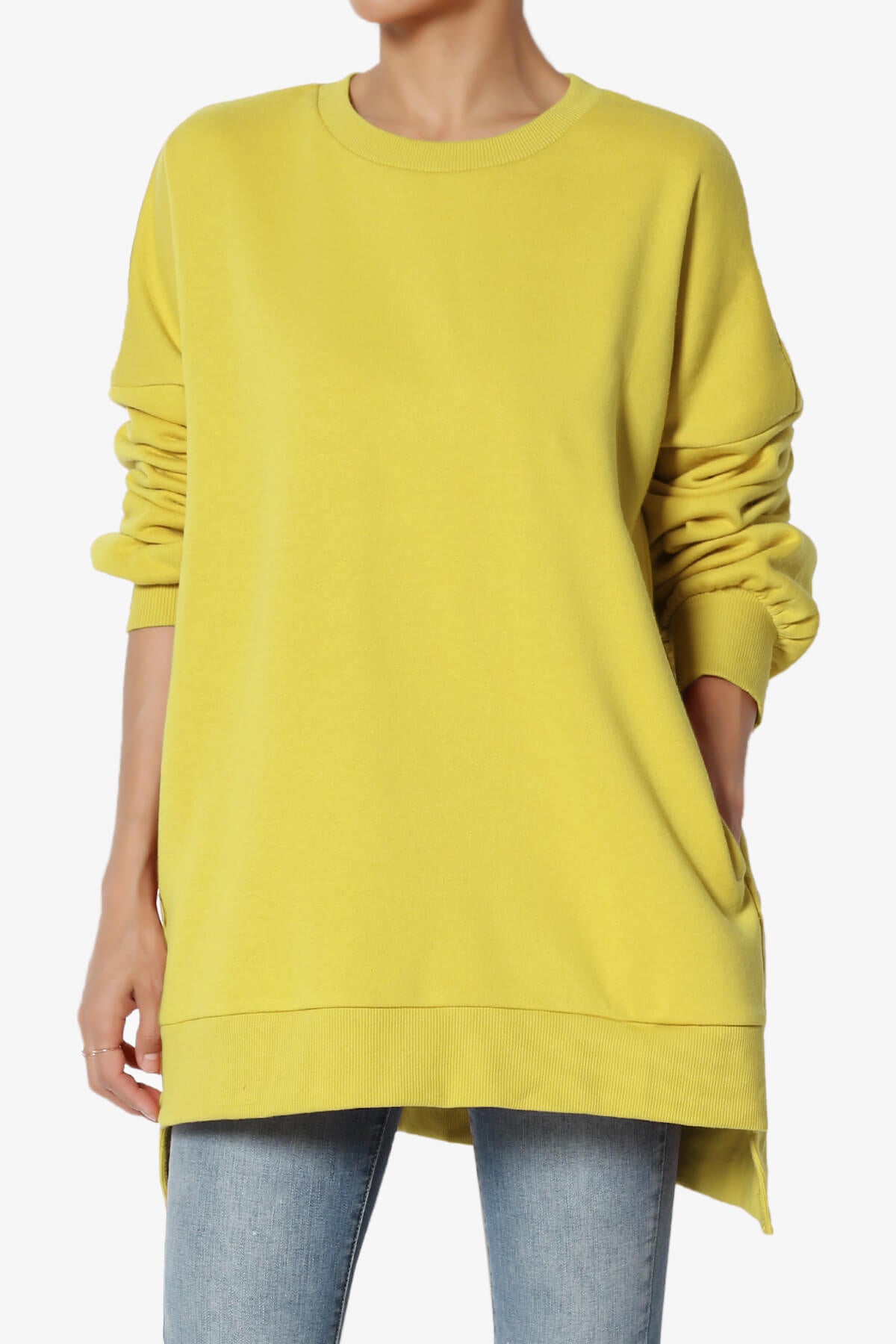 Revel Hi-Low Boyfriend Sweatshirts GOLDEN WASABI_1