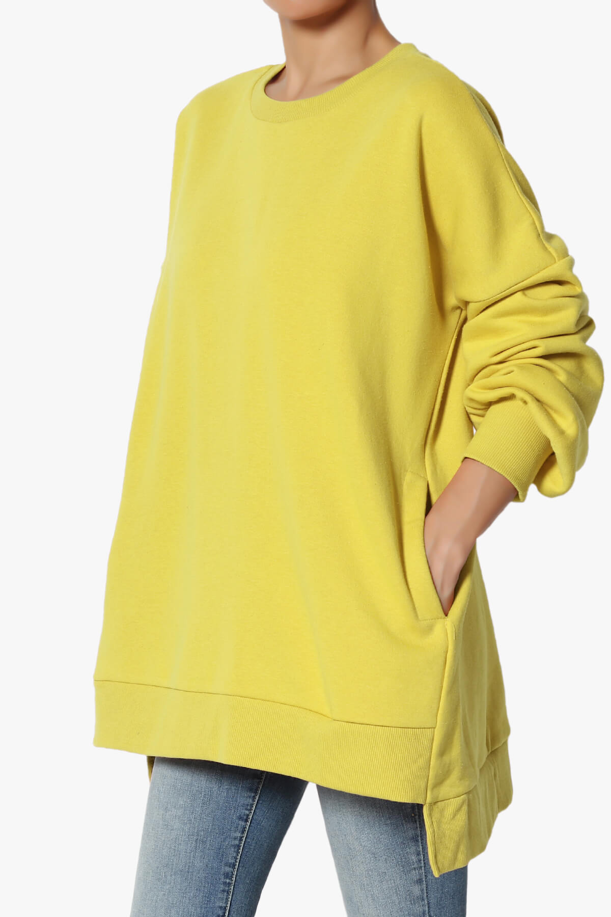 Revel Hi-Low Boyfriend Sweatshirts GOLDEN WASABI_3