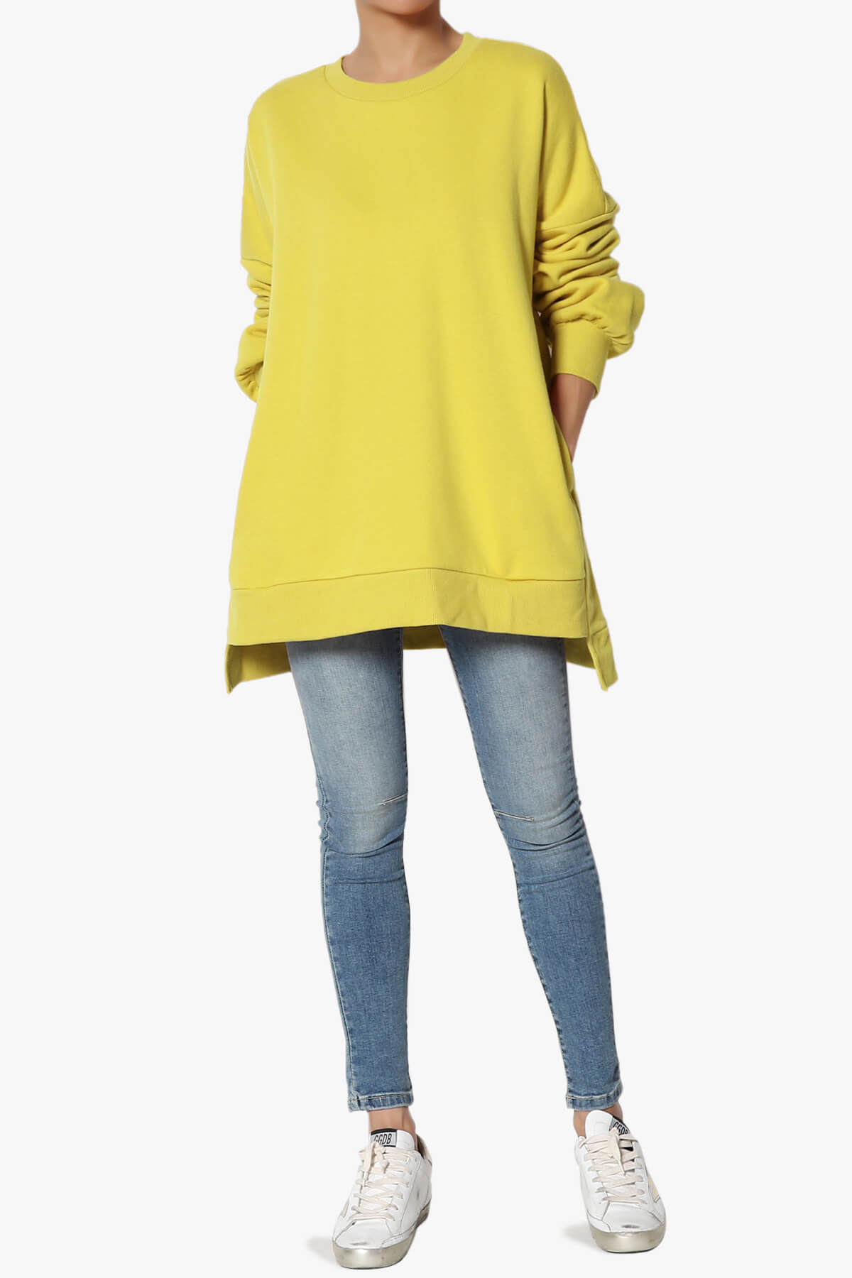 Revel Hi-Low Boyfriend Sweatshirts GOLDEN WASABI_6