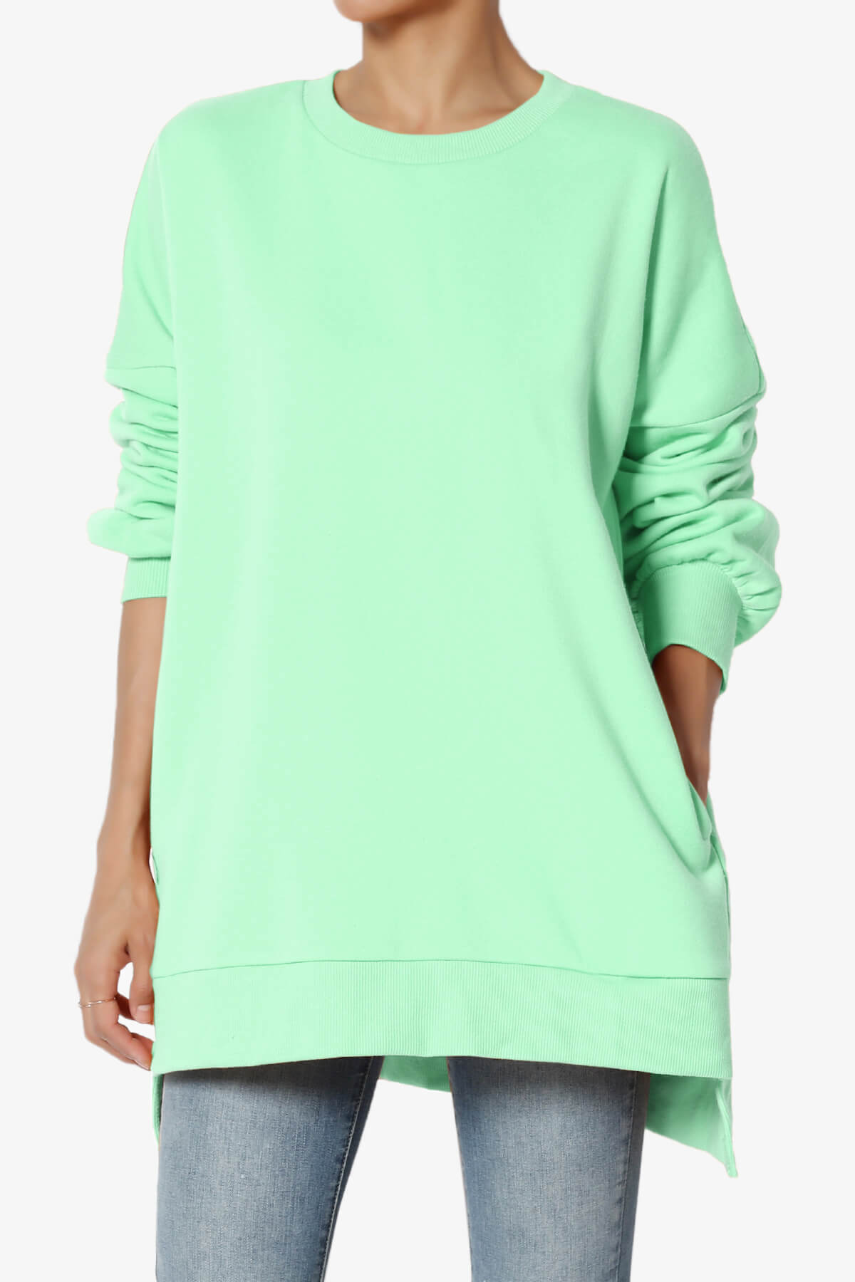 Revel Hi-Low Boyfriend Sweatshirts GREEN MINT_1