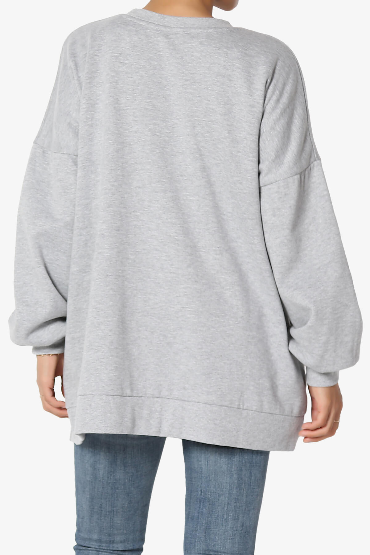 Revel Hi-Low Boyfriend Sweatshirts HEATHER GREY_2