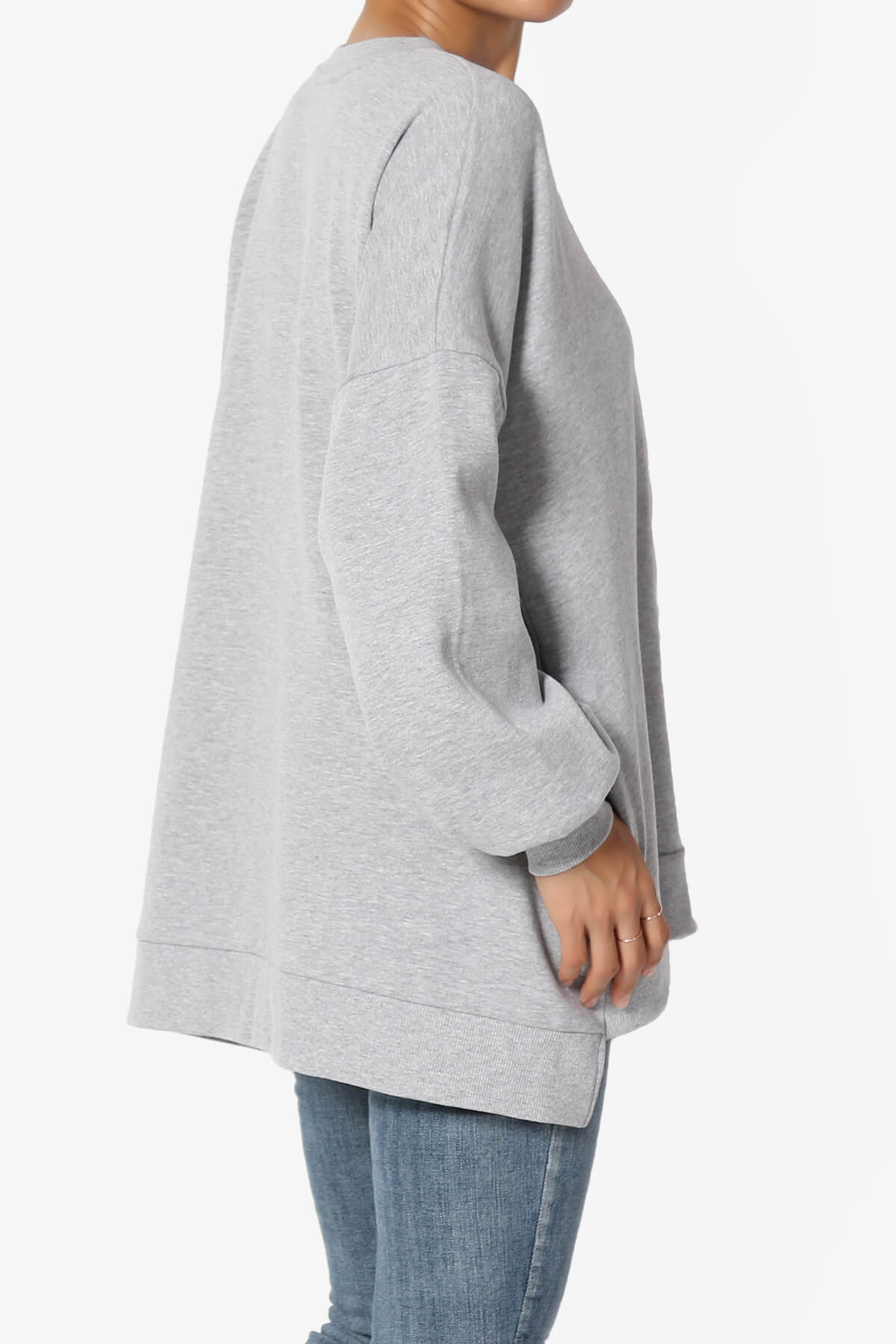 Revel Hi-Low Boyfriend Sweatshirts HEATHER GREY_4