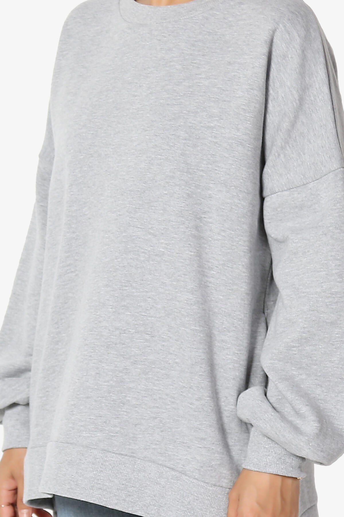 Revel Hi-Low Boyfriend Sweatshirts HEATHER GREY_5