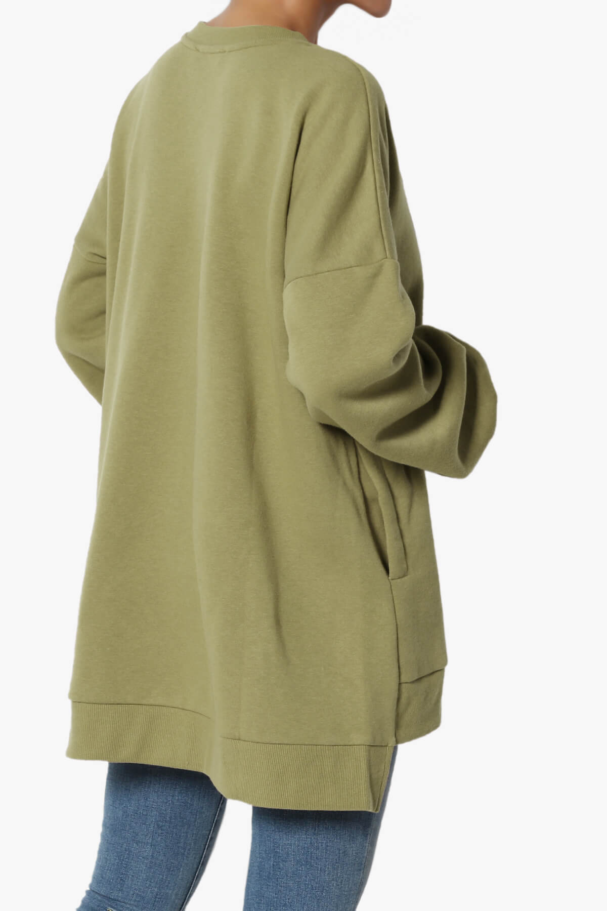 Revel Hi-Low Boyfriend Sweatshirts KHAKI GREEN_4