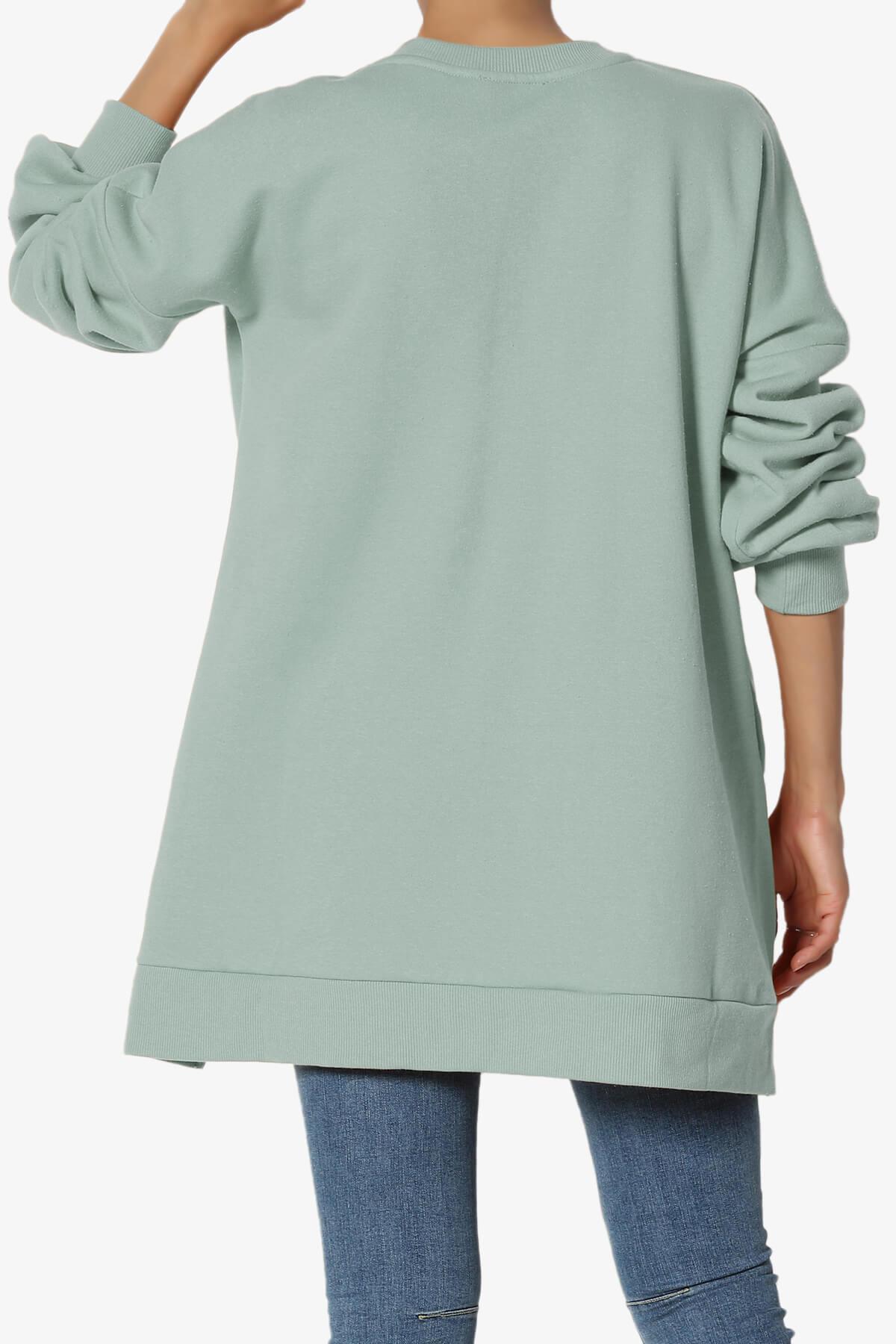 Revel Hi-Low Boyfriend Sweatshirts LIGHT GREEN_2