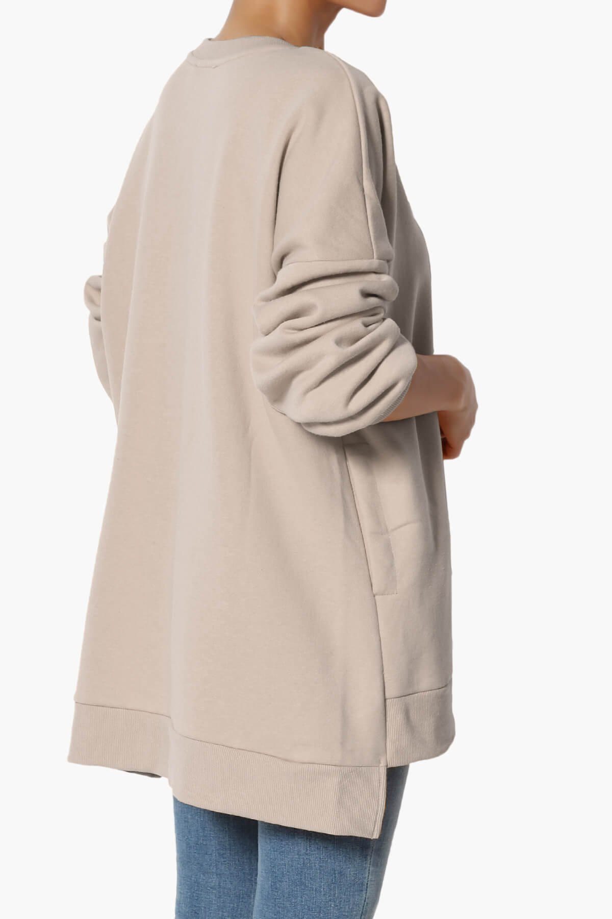 Revel Hi-Low Boyfriend Sweatshirts LIGHT MOCHA_4