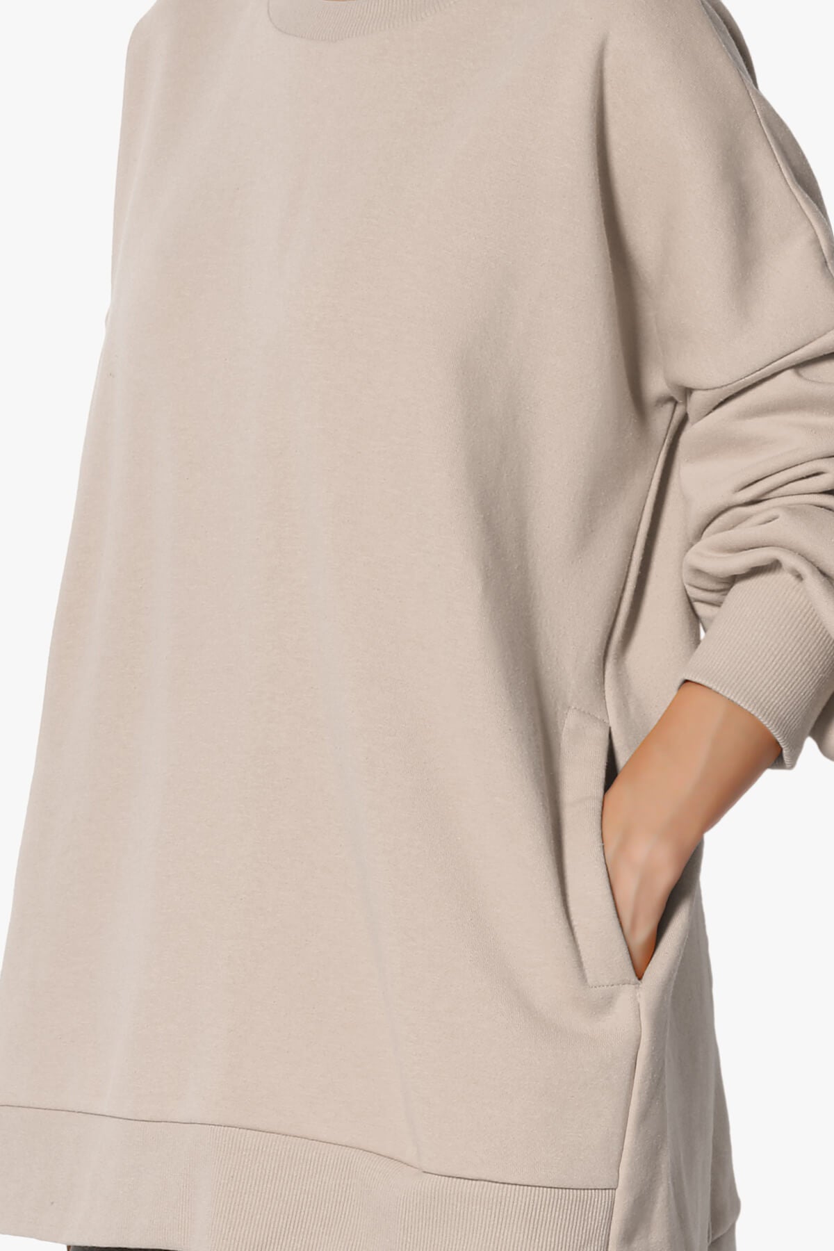 Revel Hi-Low Boyfriend Sweatshirts LIGHT MOCHA_5