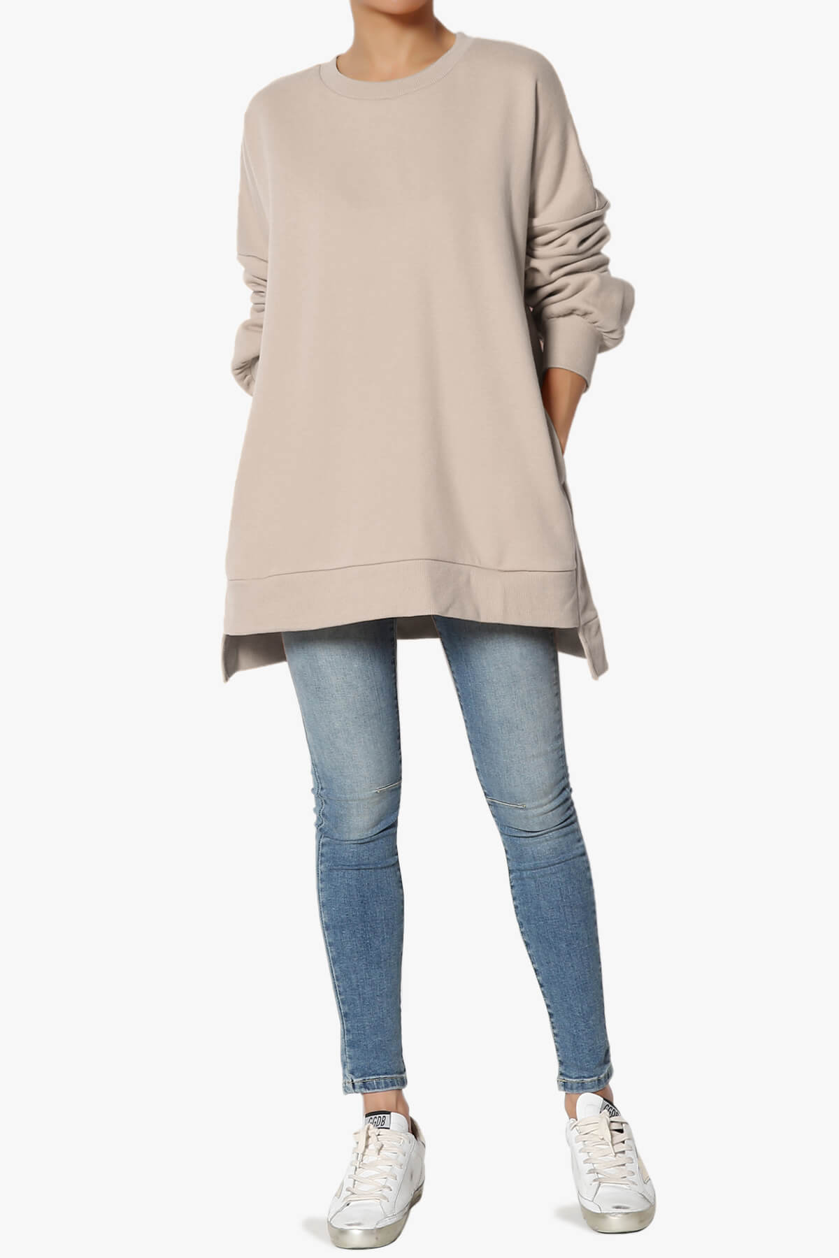 Revel Hi-Low Boyfriend Sweatshirts LIGHT MOCHA_6
