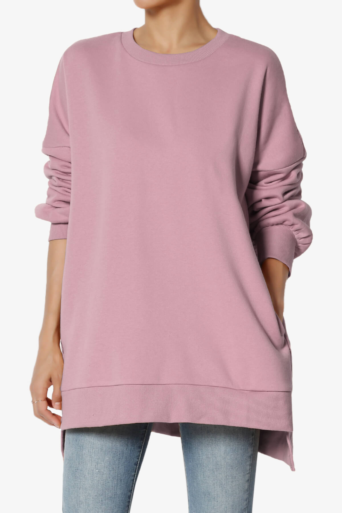 Revel Hi-Low Boyfriend Sweatshirts LIGHT ROSE_1
