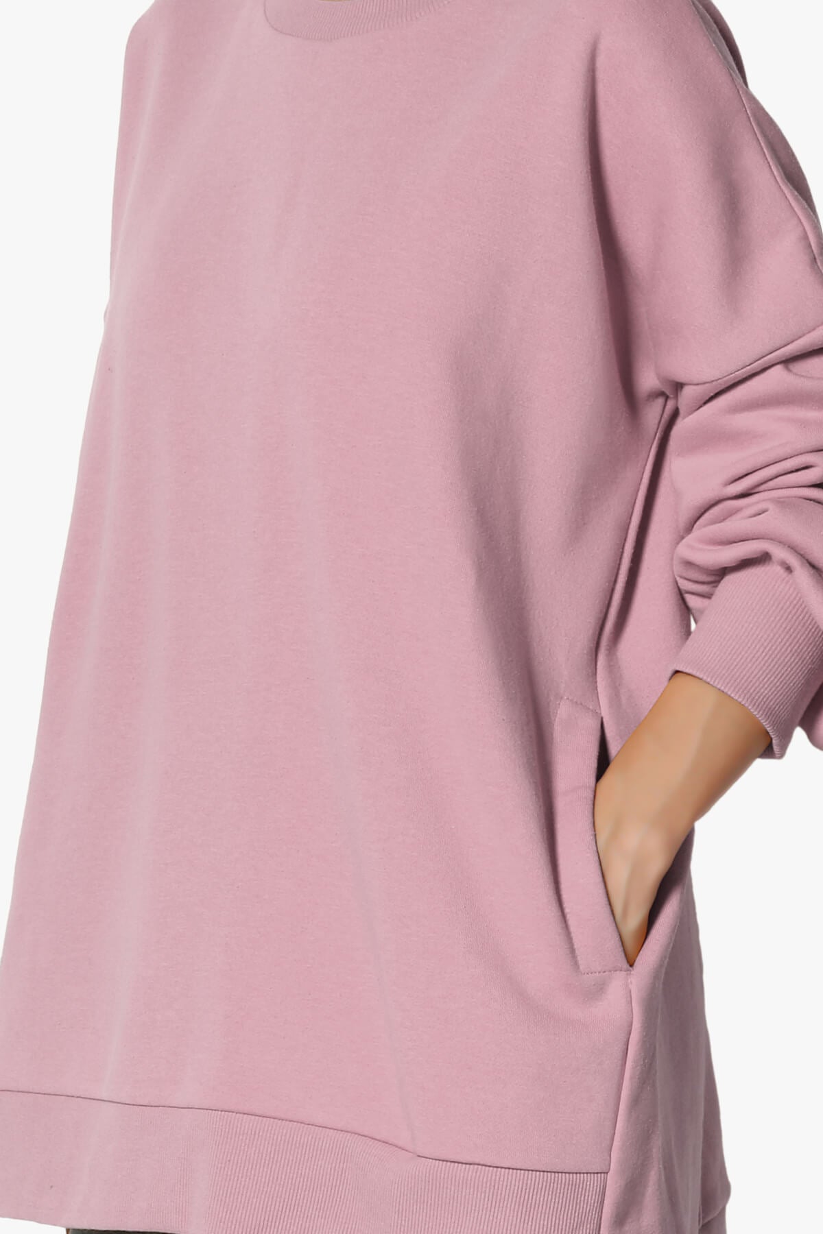 Revel Hi-Low Boyfriend Sweatshirts LIGHT ROSE_5